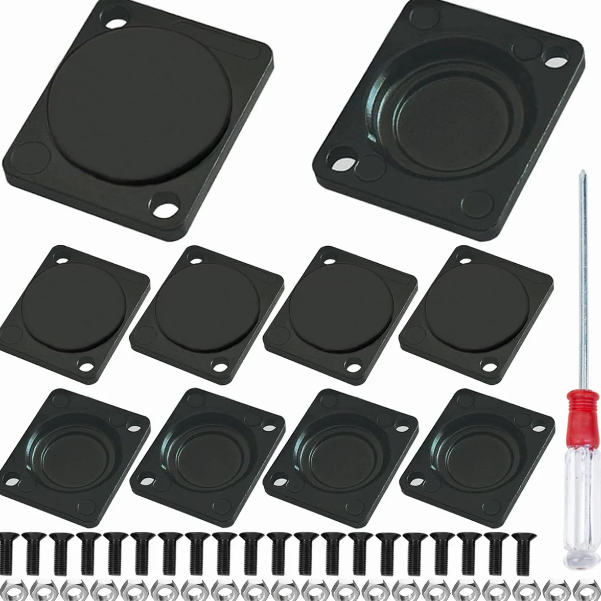 Xiatiaosann 10 sztuk XLR Panel Mount Blank Plate, Seria D Rack Mount Plate Stop cynkowy czarny z wgłębieniem i nakrętką, do złącza podwozia, XLR Connector