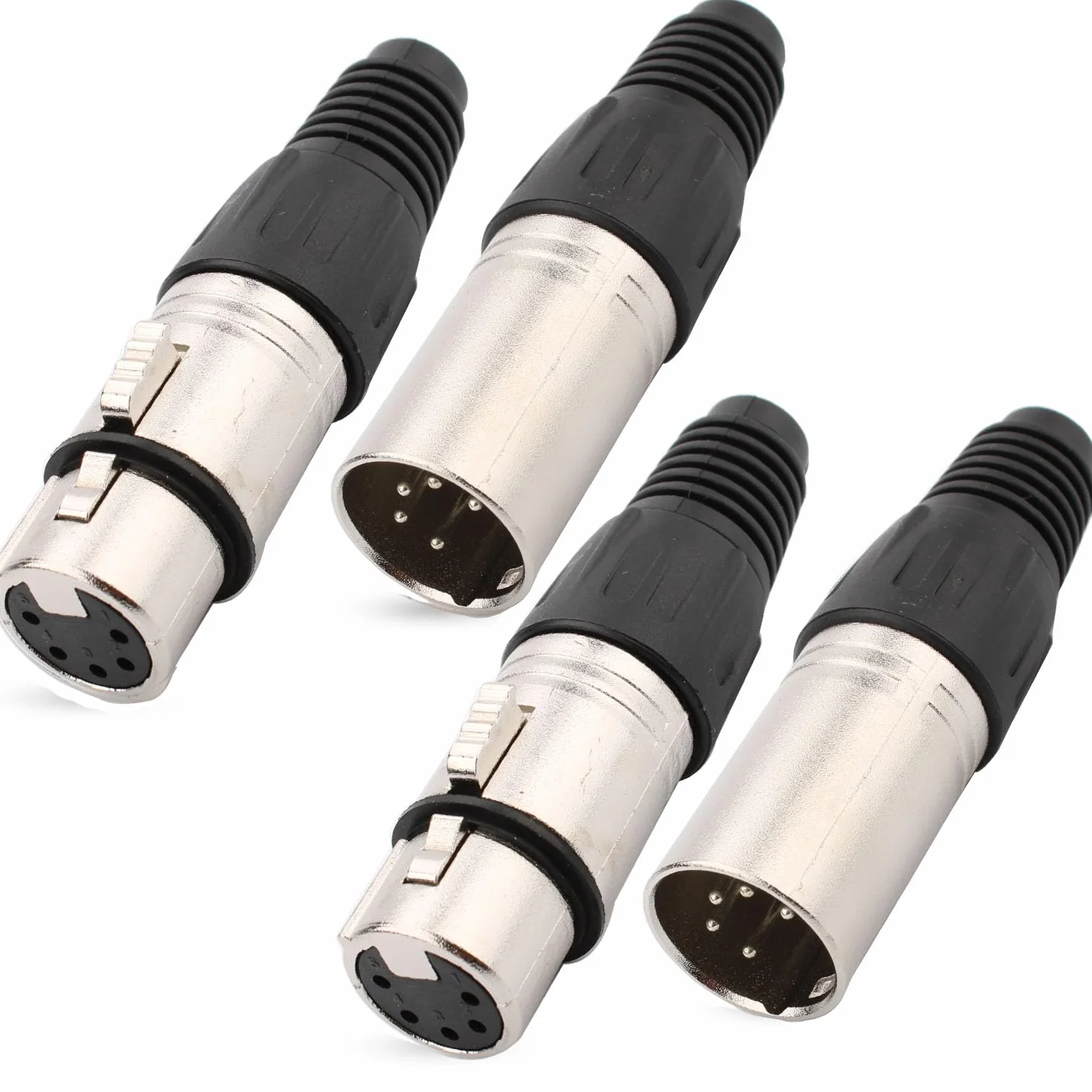 RUNCCI-YUN 4 szt. złącza lutowniczego XLR 5-pinowe mini 5-pinowe złącza XLR, męskie/żeńskie złącza XLR, wtyczka kabla mikrofonu, gniazdo audio mikrofonu, złącza XLR stereo