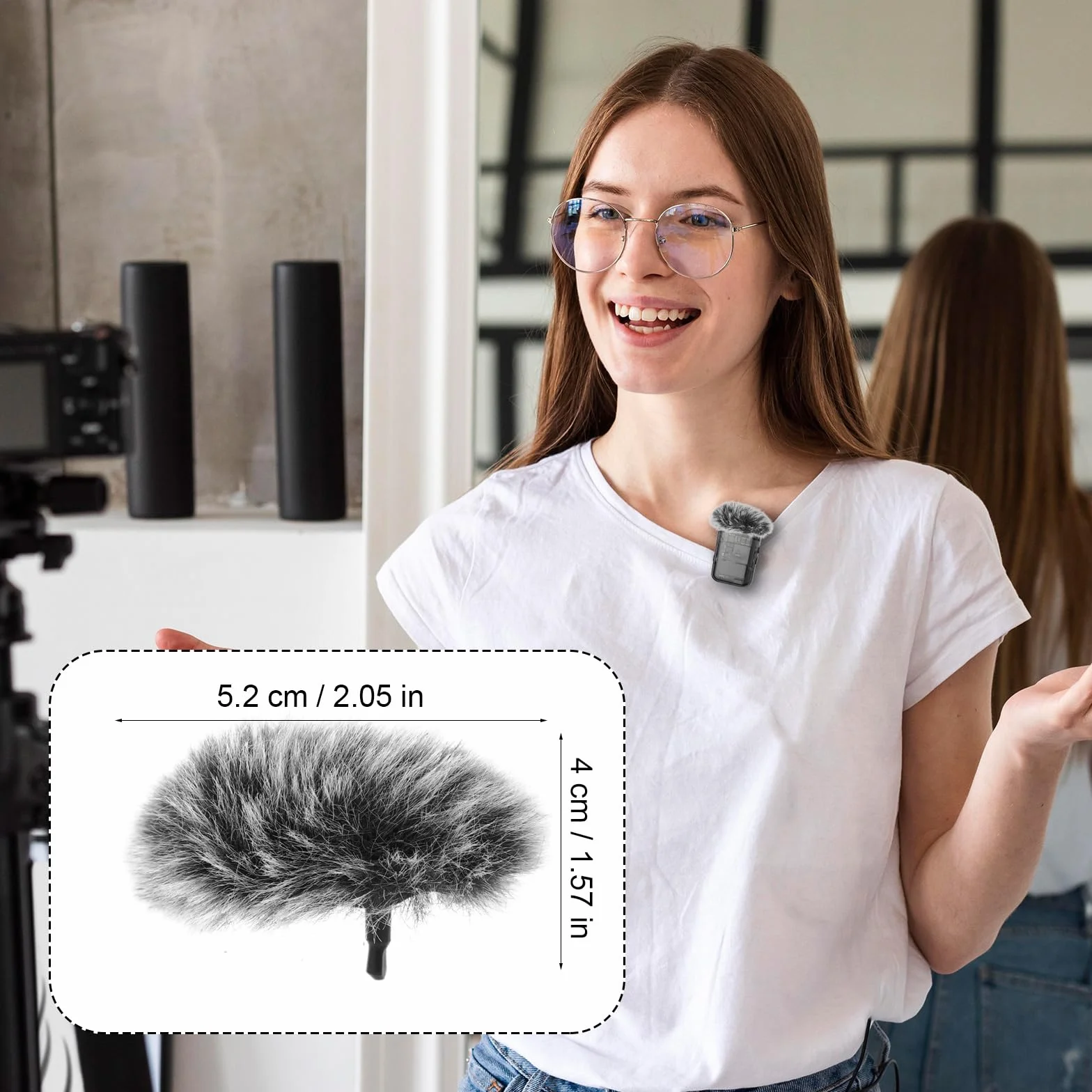 2szt Oslon Przeciwwietrznych do Mikrofonu DJI MIC 2, Futrzany Tlumik Wiatru Pianka Mikrofonowa Oslona Mikrofonu Filtr Pop do Mikrofonu (Szary)