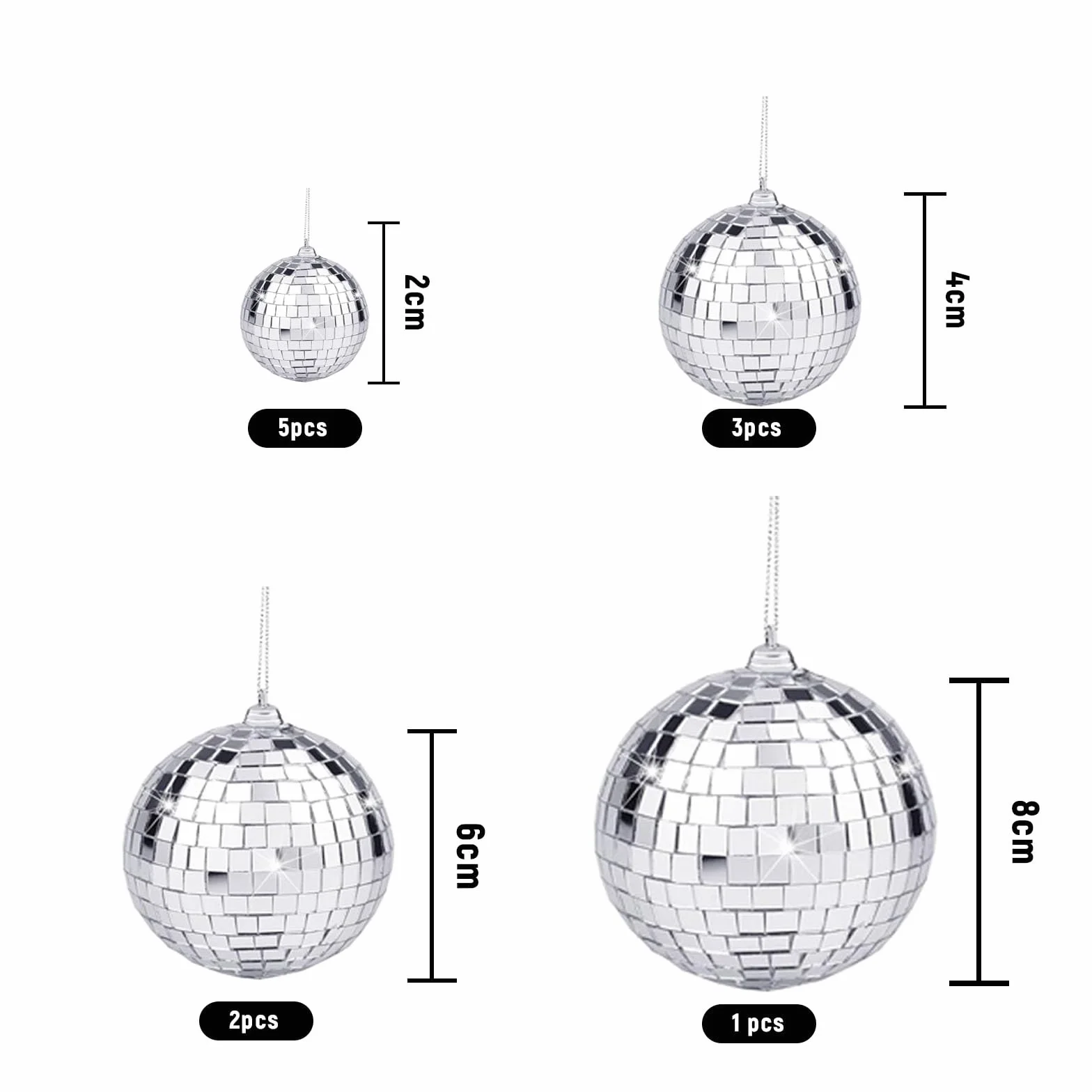 Kula lustrzana disco, 11 sztuk, srebrna dekoracyjna kula dyskotekowa, kula lustrzana, kule dyskotekowe, kula disco, kula lustrzana na wesele, choinkę, dekorację imprezową