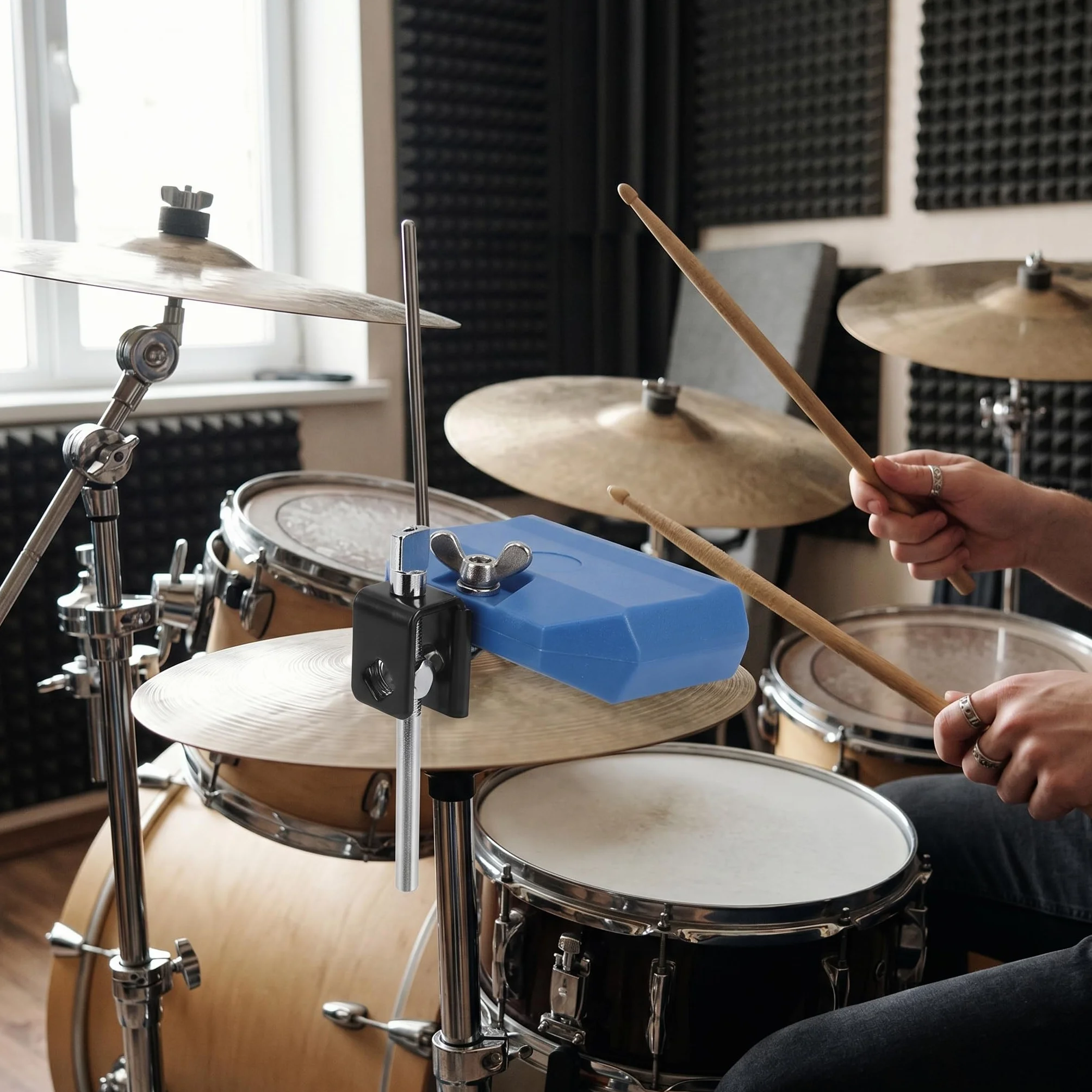 Cowbell do Zestawu Perkusyjnego Regulowany Uchwyt Montażowy Plastikowy Muzyczny Blok Perkusyjny Instrument Perkusyjny łaciński (Niebieski)
