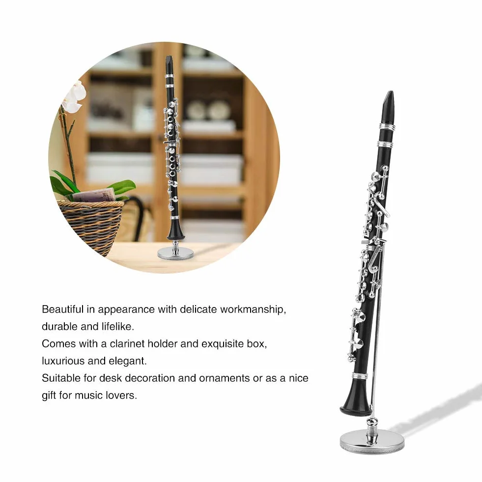 FTVOGUE 16 cm mini model klarnetu ozdoba instrument do dekoracji domu dekoracja do pokoju dziecięcego