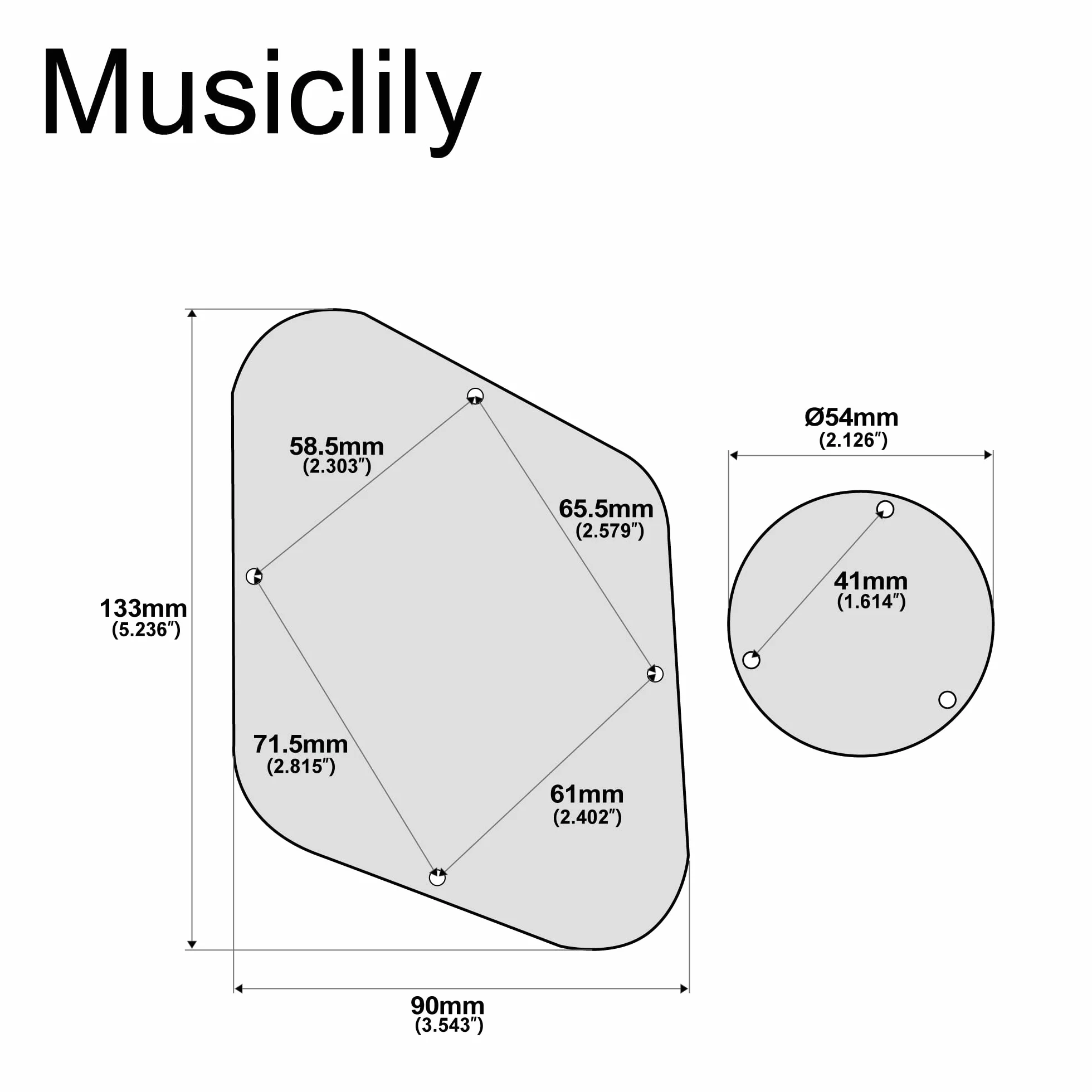 Musiclily Pro LP Płytka Maskująca Płytka Maskująca Przełącznik do Gitary China Epiphone Les Paul Standard, 1-warstwowy Czarny