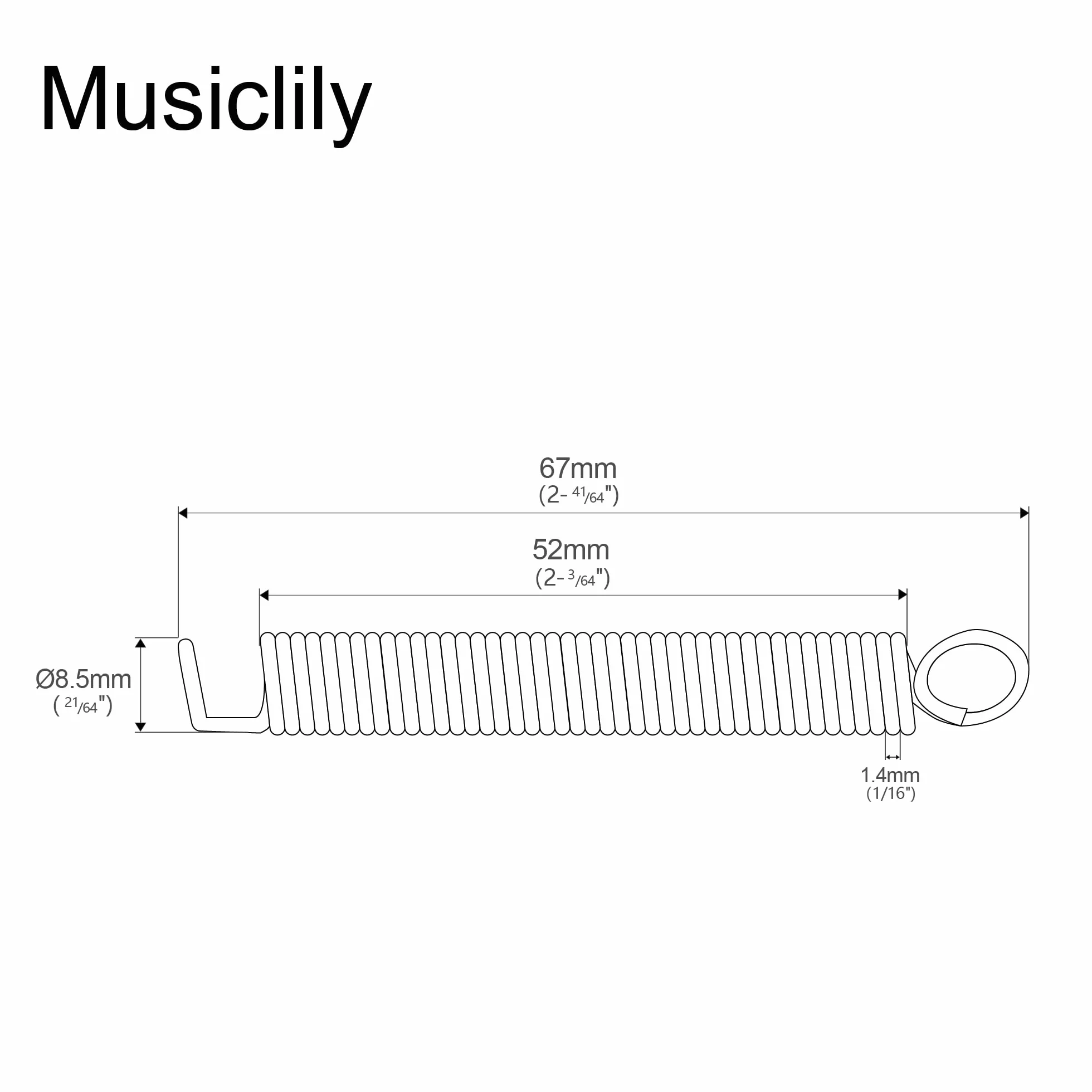Musiclily Pro Hard Stal Sprężyny do Mostka Tremolo Gitary Elektrycznej typu Strat, Nikiel (5 szt.)