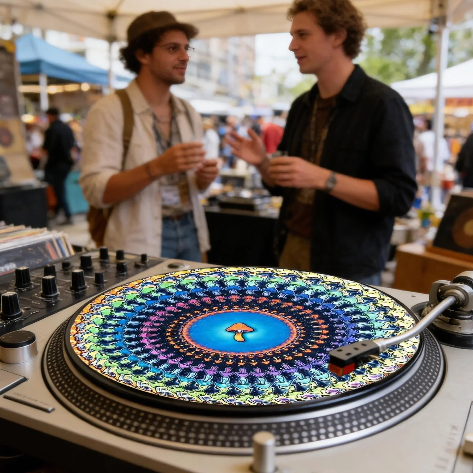 Record Slipmat - 12 Inch Optical Illusion Slipmat, Animation Turntable Mat for DJs, Turntablists, Collectors, Audiophiles Enthusiasts Producers Engineers Studios Clubs, Festivals Events Use