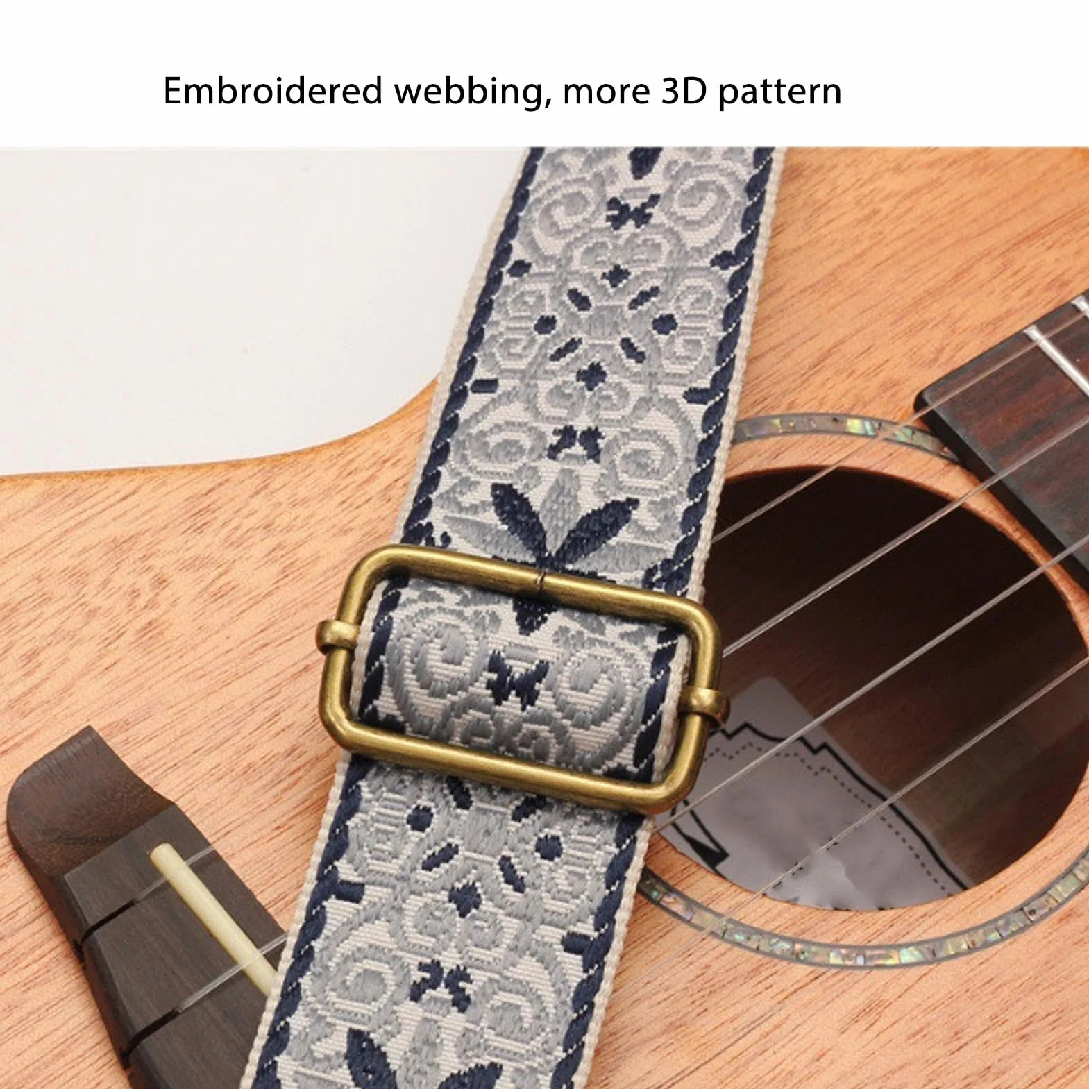 Haftowany Pasek do Ukulele 30,3 do 52,8 Cala Regulowana długość Nylonowa Skóra żakardowy Haft Pasek Gitarowy Pasek na ramię Ukulele (Styl 2)