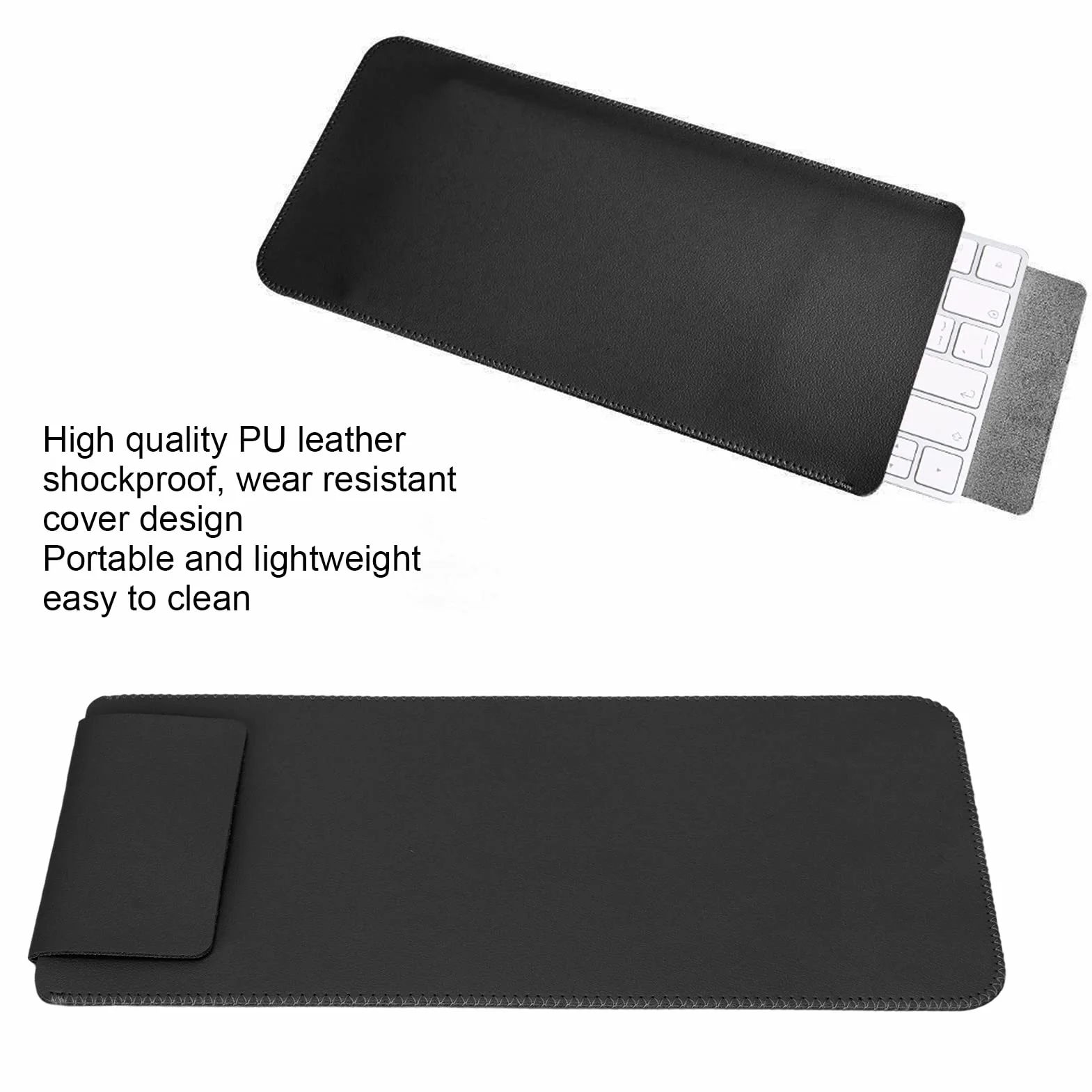 Zunate Etui na klawiaturę, skóra poliuretanowa, torba podróżna, 30 x 14 x 1 cm, bezprzewodowa klawiatura, torba podróżna, do Magic Keyboard 2 (czarne)