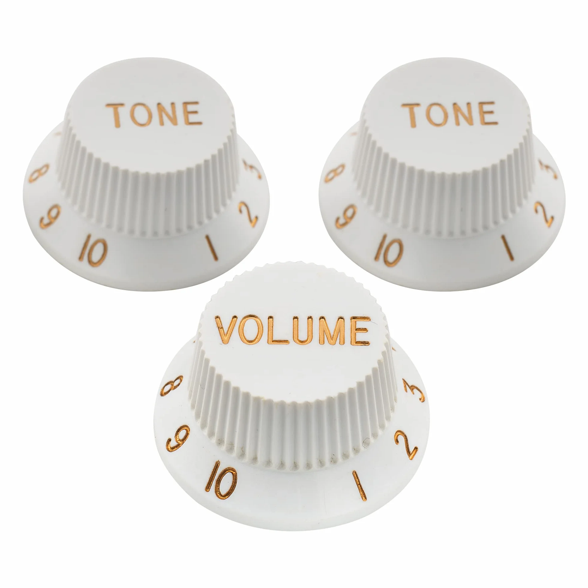 Musiclily Pro Calowa Gałka Potencjometru Strat Knobs 1 Volume 2 Tone do Gitary Elektryczny Typu Stratocaster, Biały(3 szt.)