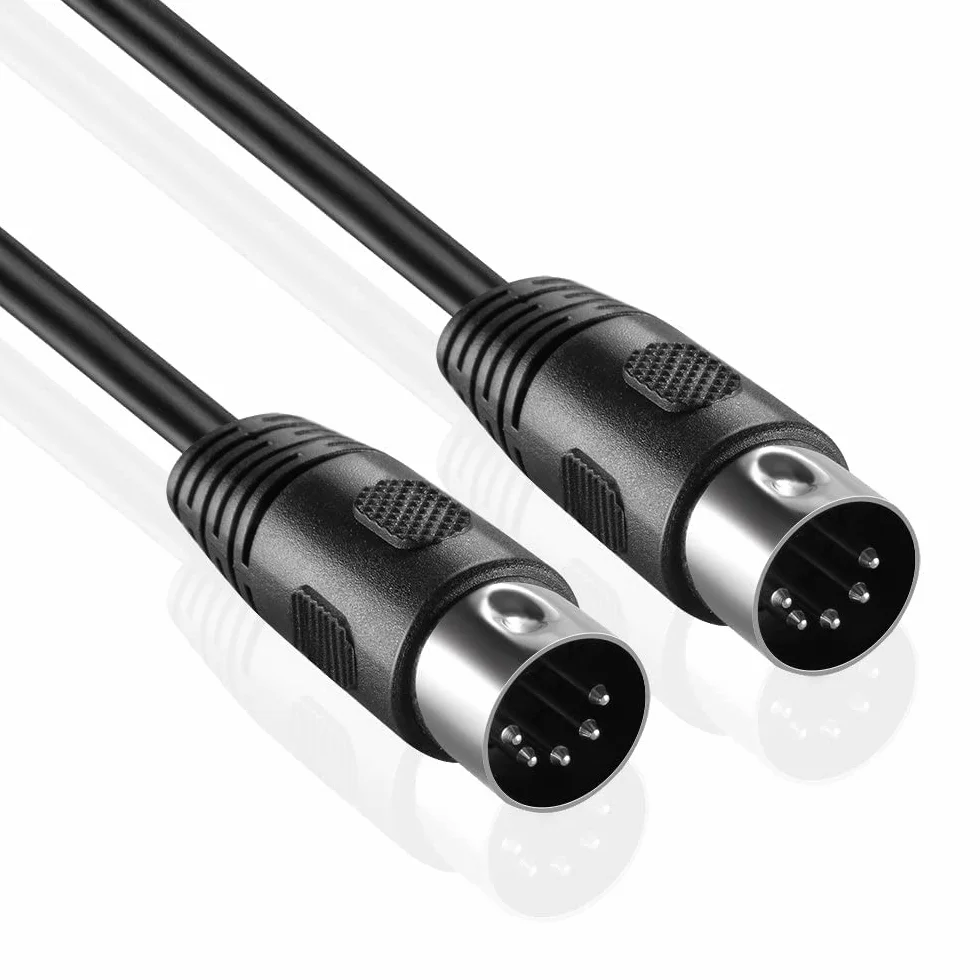 Wysokiej jakości kabel MIDI 5-biegunowy wtyk DIN 5 m, czarny, używany do elektronicznego kabla audio, klawiatury MIDI, syntezatora, interfejsu audio, sekwencera, pedał wielozadaniowy (5)