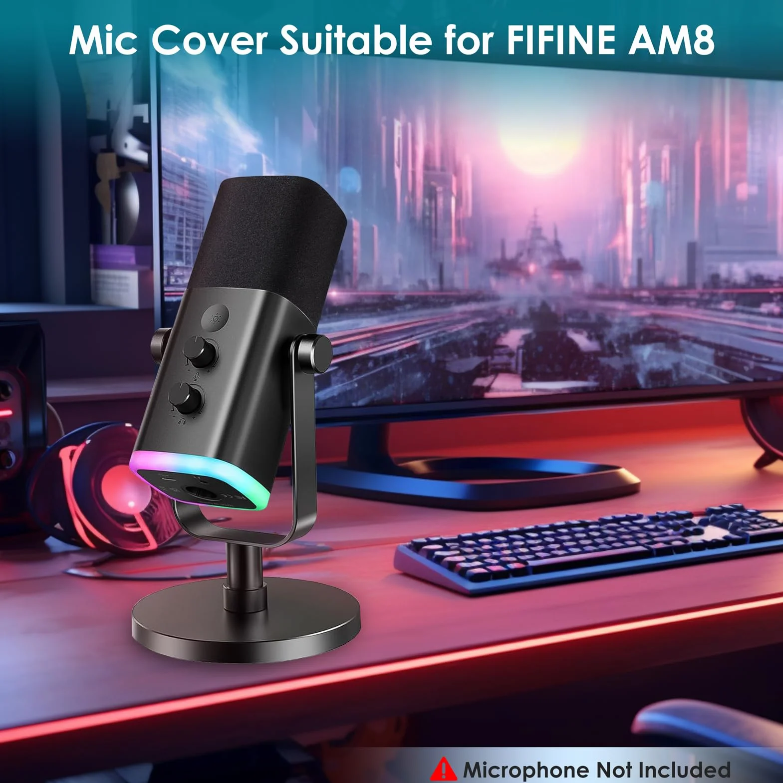 Filtr pop dla AM8 - Mikrofonowa pianka antywiatrowa Pop Filter Zgodny z mikrofonem Fifine AM8 Ochrona akustyczna Tłumi dźwięki S i T, kurz i ślinę, chroni od YOUSHARES