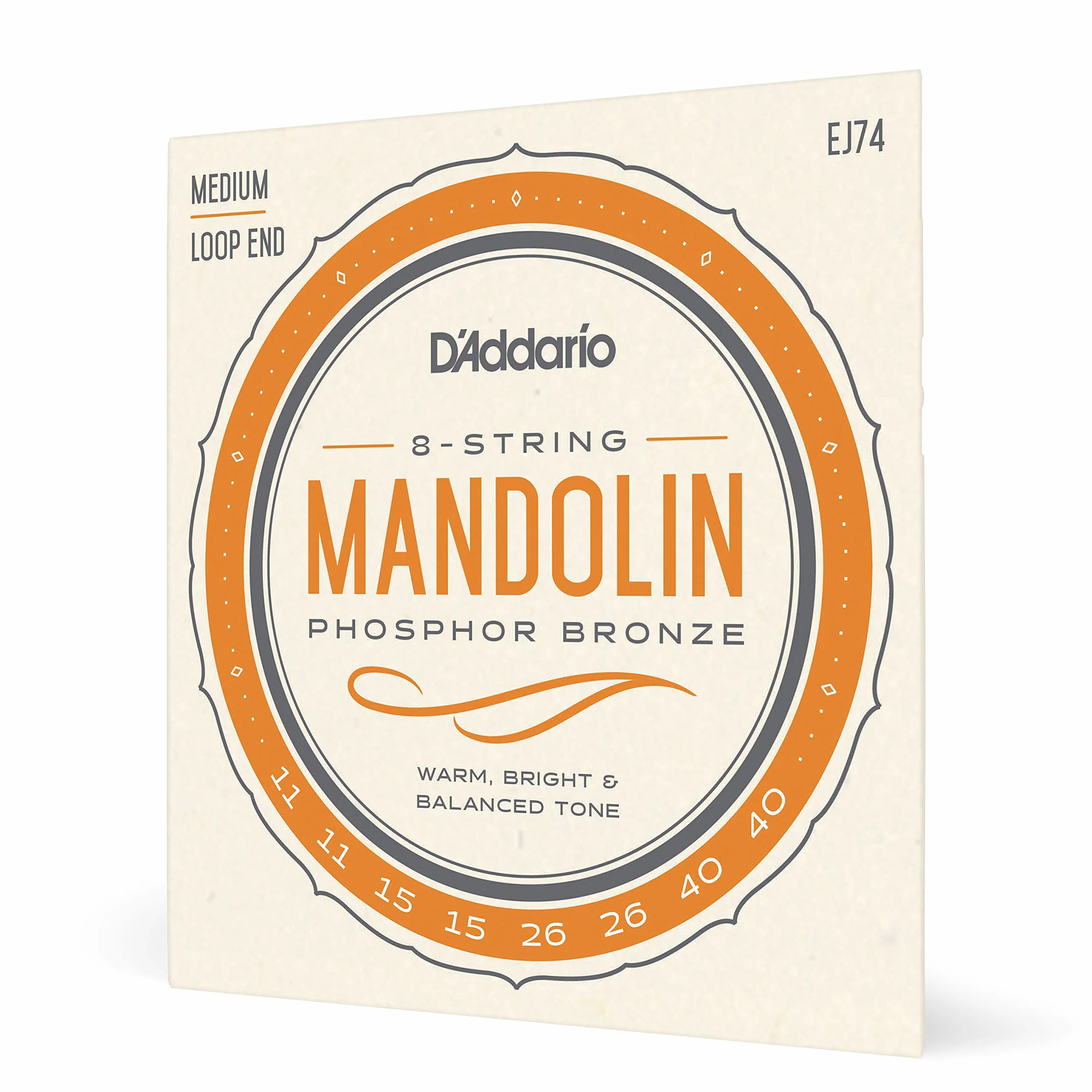 D'Addario Struny mandolinowe EJ75 11,5–41, średnie/ciężkie – fosfor, brąz m