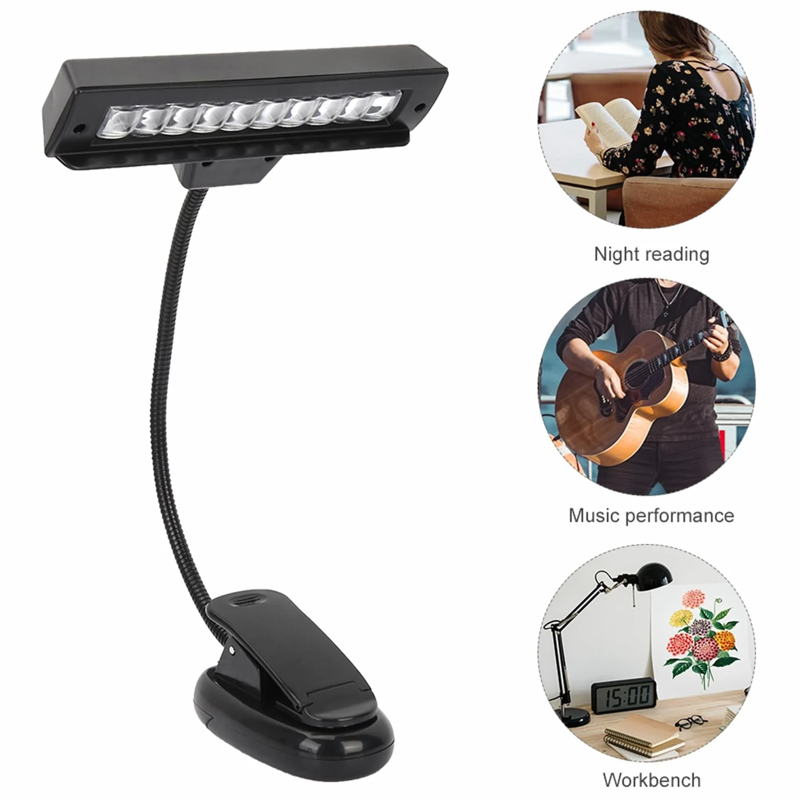 Dilwe Clip On lampa na pulpit Orchestra LED z 360 stopni łabędzia szyjka na biurko stół