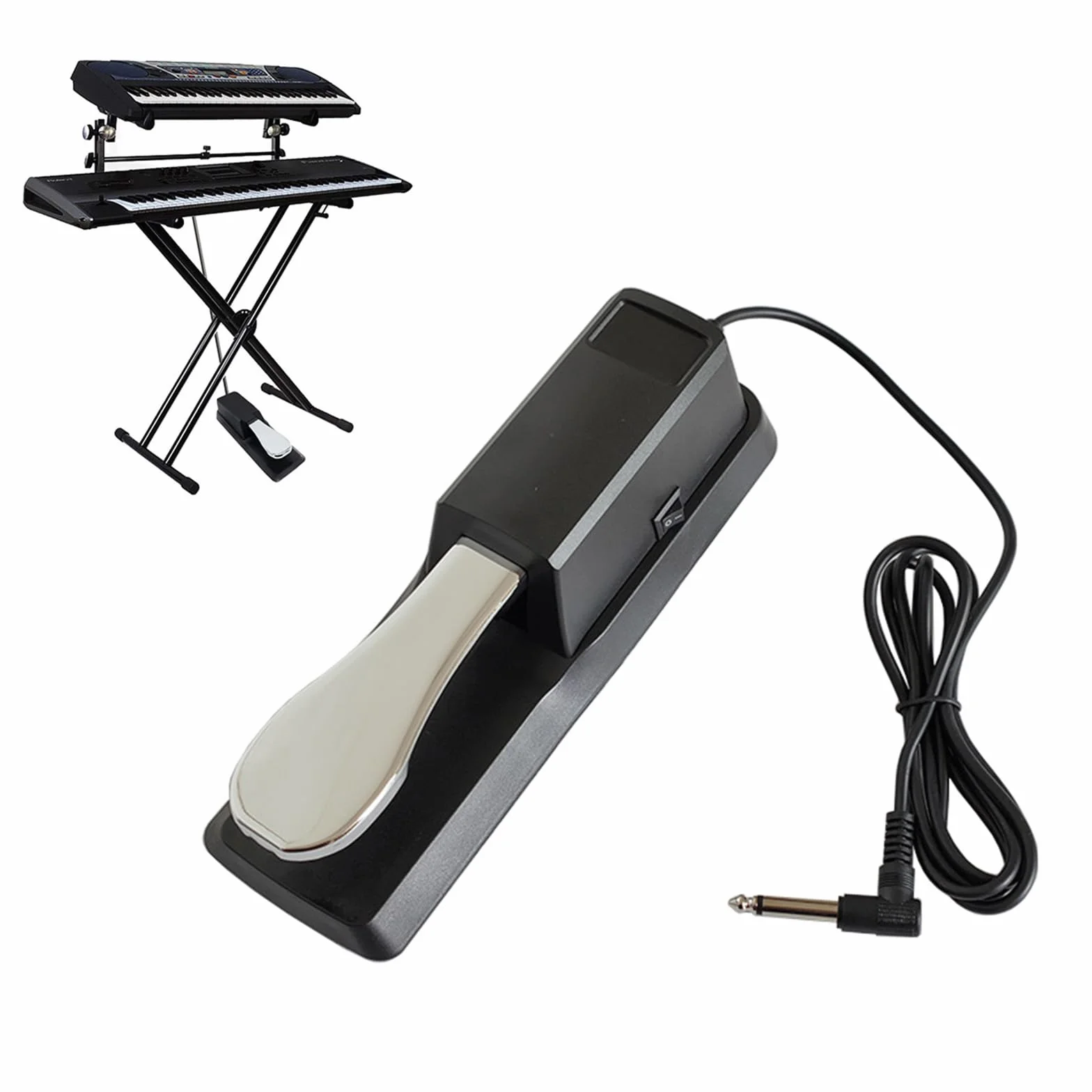 Sustain Keyboard Pedał, pedał Sustain do fortepianu, cyfrowy pedał nożny, z antypoślizgowym spodem, do pianina elektrycznego, syntezatora, fortepianów cyfrowych, elektronicznych keyboardów, wtyczka