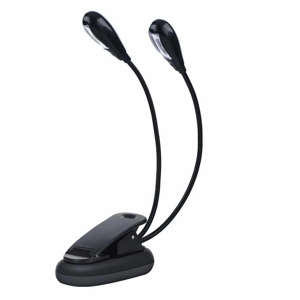 Lampka do stojaka muzycznego, mini podwójne ramiona, klips do muzyki, lampka LED, regulowana lampka do czytania z kablem USB, do stojaka muzycznego, zagłówka z koralików, biurka, podróży, 8 koralików