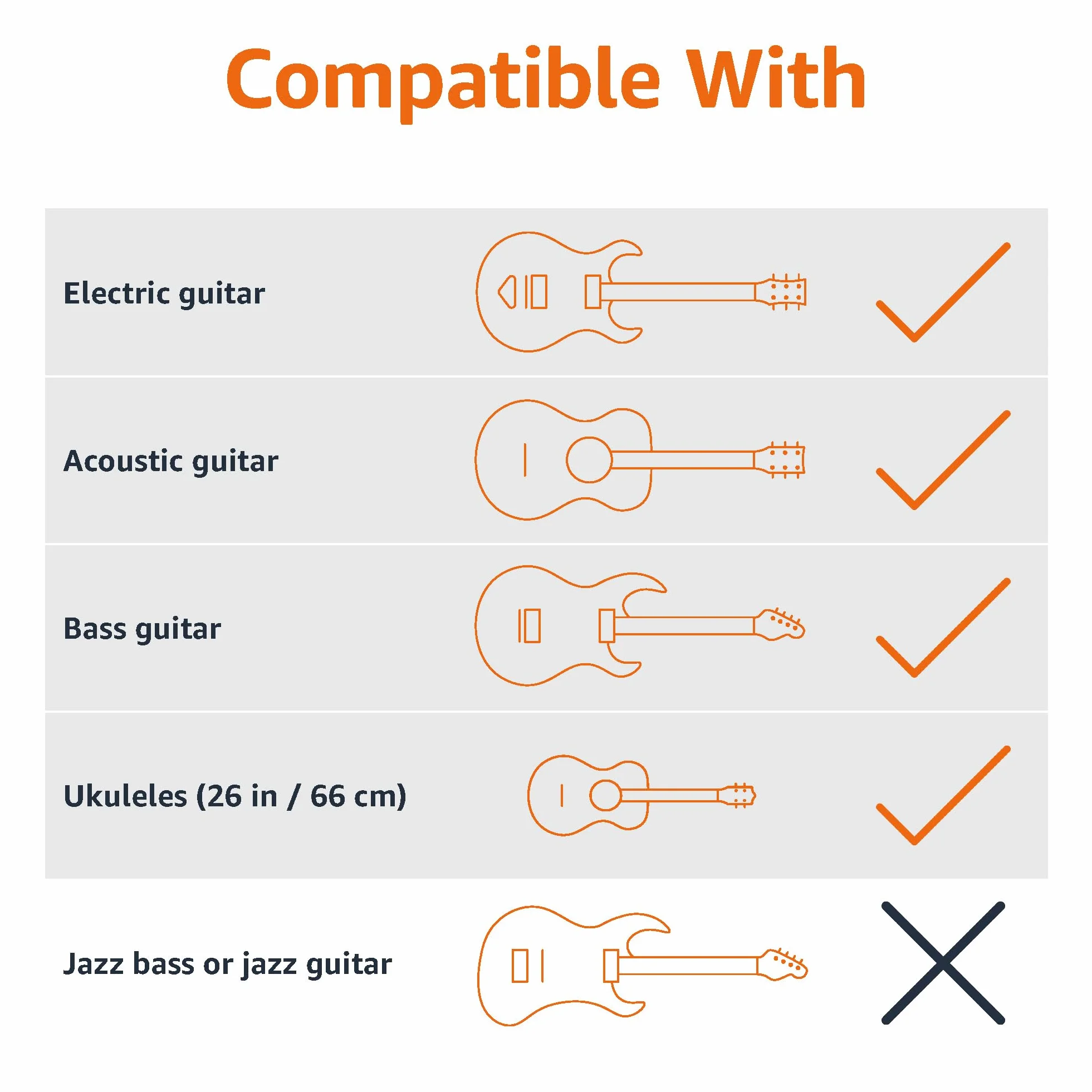 Amazon Basics – regulowany składany stojak na gitarę z uchwytem na gryf do gitar akustycznych, elektrycznych, basowych, banjo i 26-calowych ukulele, żelazna rama z miękką gumową wyściółką, czarny.
