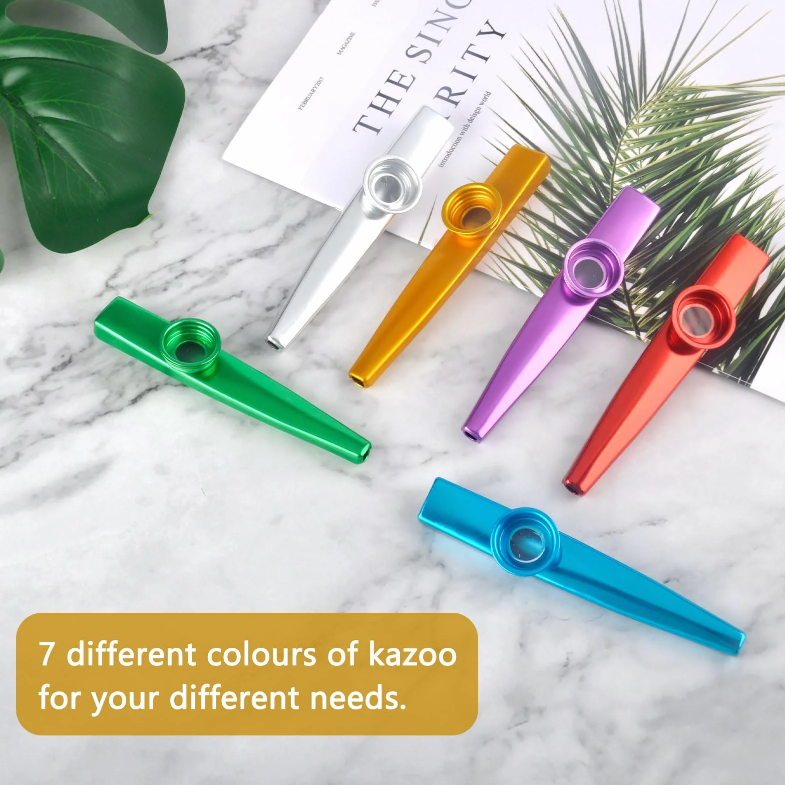 Kazoo zestaw 14 instrumentów muzycznych ze stopu aluminium, metalu, w 7 kolorach, na imprezę, prezent dla dzieci, miłośników muzyki, początkujących