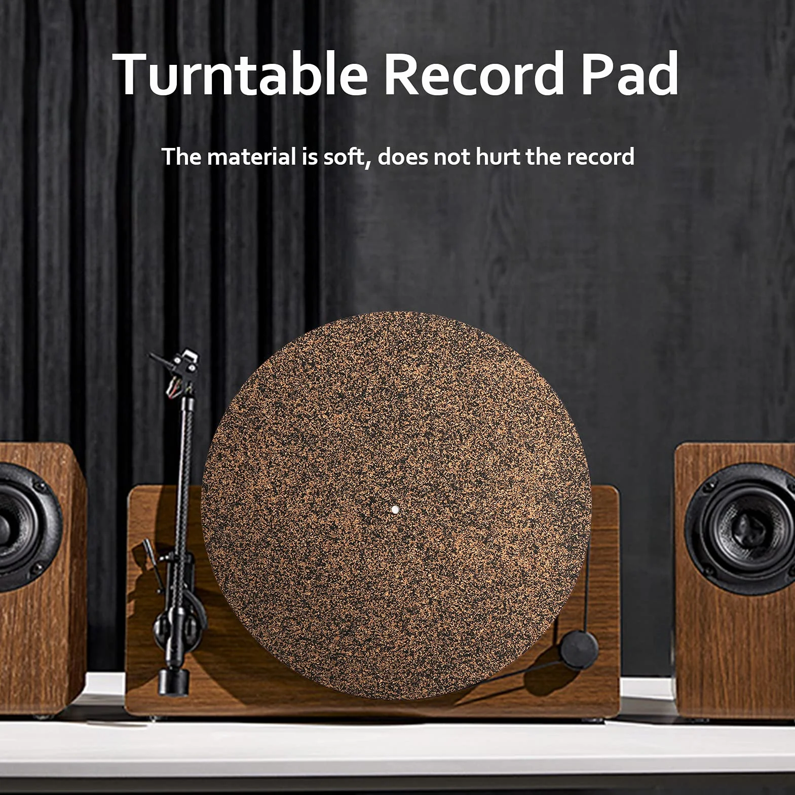 Mata Gramofonowa z Czarnego Gumowego Korka, 12-calowy Silikonowy Gramofon LP Slipmat do Uniwersalnego dla Wszystkich 12-calowych Gramofonów LP, Poprawia Dźwięk i Redukuje Hałas