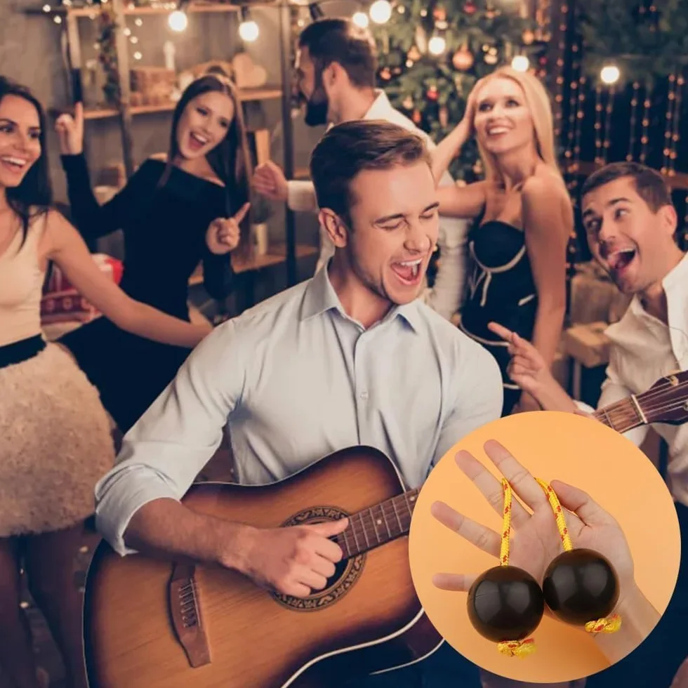 Aslatuas Rytmiczna piłka, 2 pary shakerów Kashaka Aslatua, instrument muzyczny bananula, muzyczny shaker, podwójna tykwa, Asalato Piłki perkusyjne dla dzieci, impreza