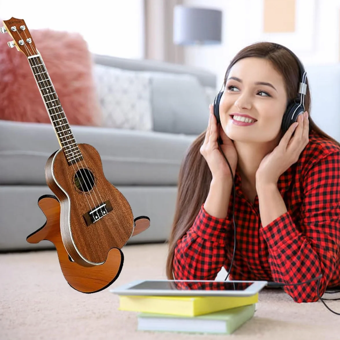 Drewniany stojak na gitarę, przenośny i składany, z miękką ochroną, do gitary klasycznej i basowej