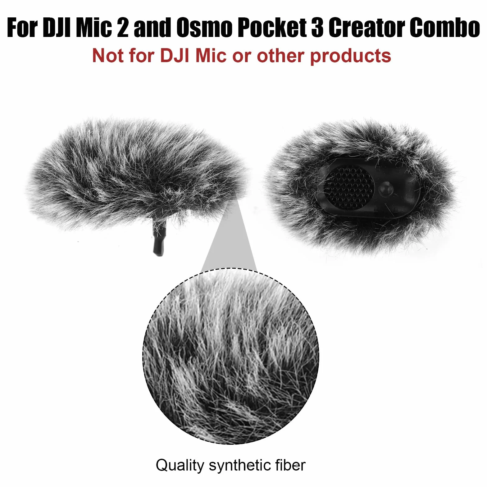 2szt Oslon Przeciwwietrznych do Mikrofonu DJI MIC 2, Futrzany Tlumik Wiatru Pianka Mikrofonowa Oslona Mikrofonu Filtr Pop do Mikrofonu (Szary)