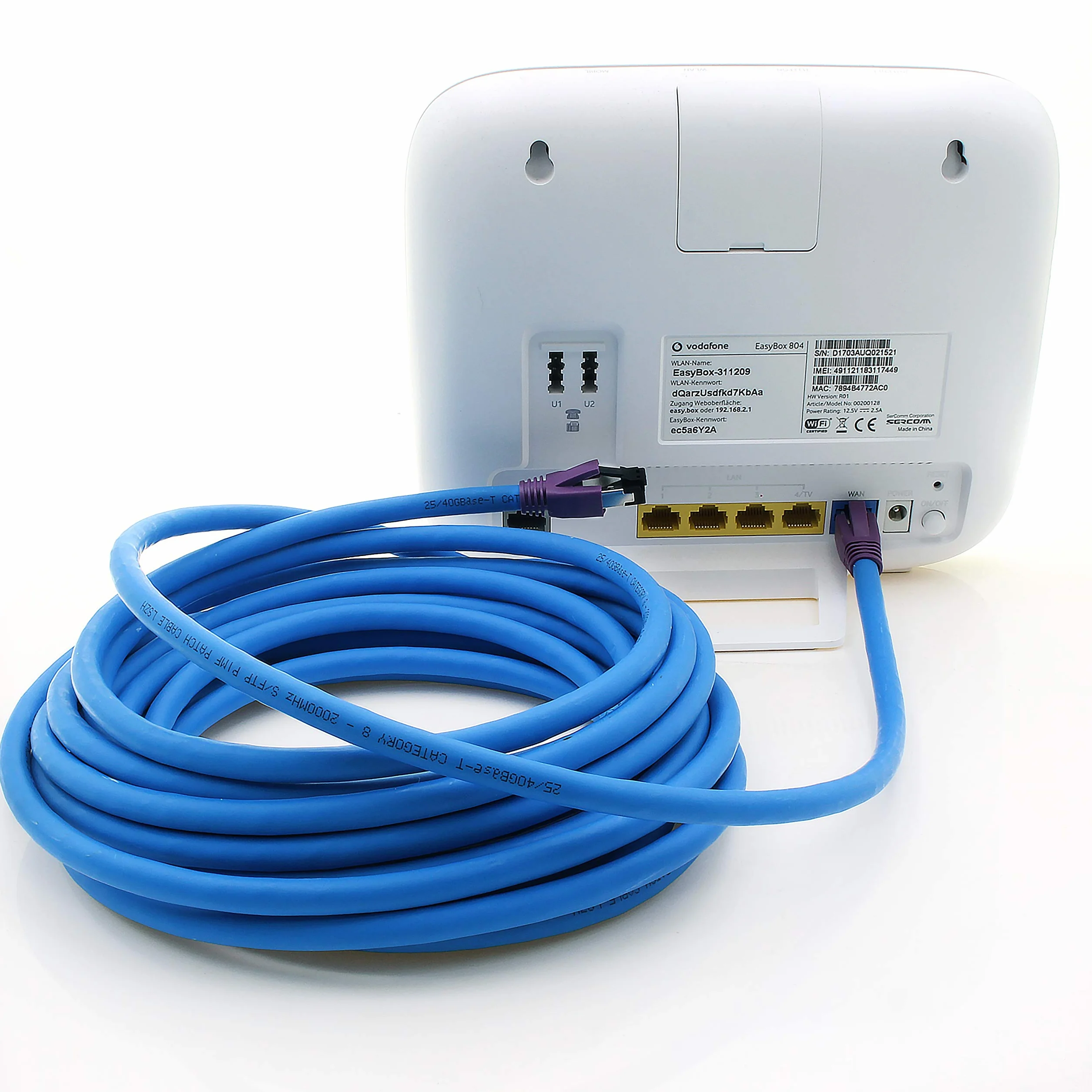 1aTTack.de 2 m kabel sieciowy Cat.8 CAT8 CAT 8 2000 MHz 40 Gbit s 40 GBase-T High End Poe + kabel krosowy Ethernet AWG24 miedziany LSZH niebieski - 1 sztuka 2 m