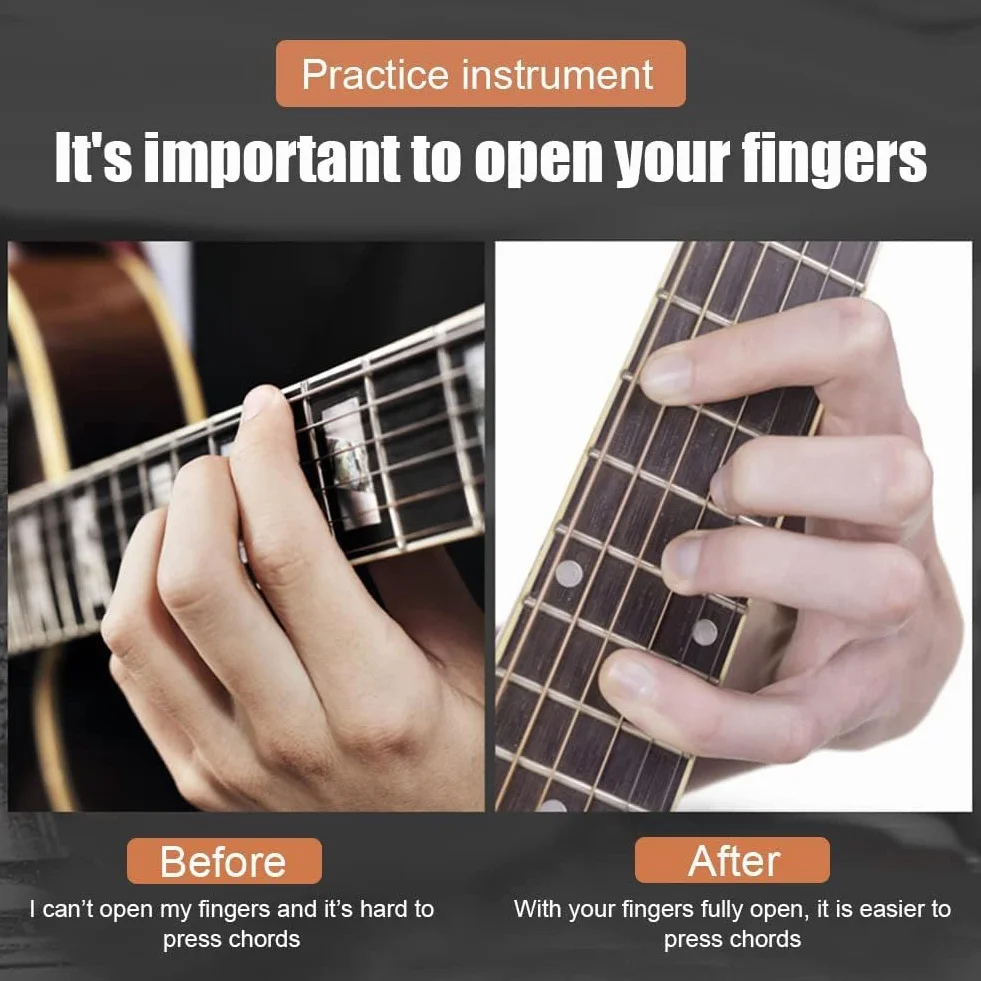 Tuleje rozszerzające na palec gitary, trener palców, instrument dla początkujących, akcesoria do ćwiczeń, akord gitarowy, rozszerzanie palców, regulowany ściągacz palców do treningu
