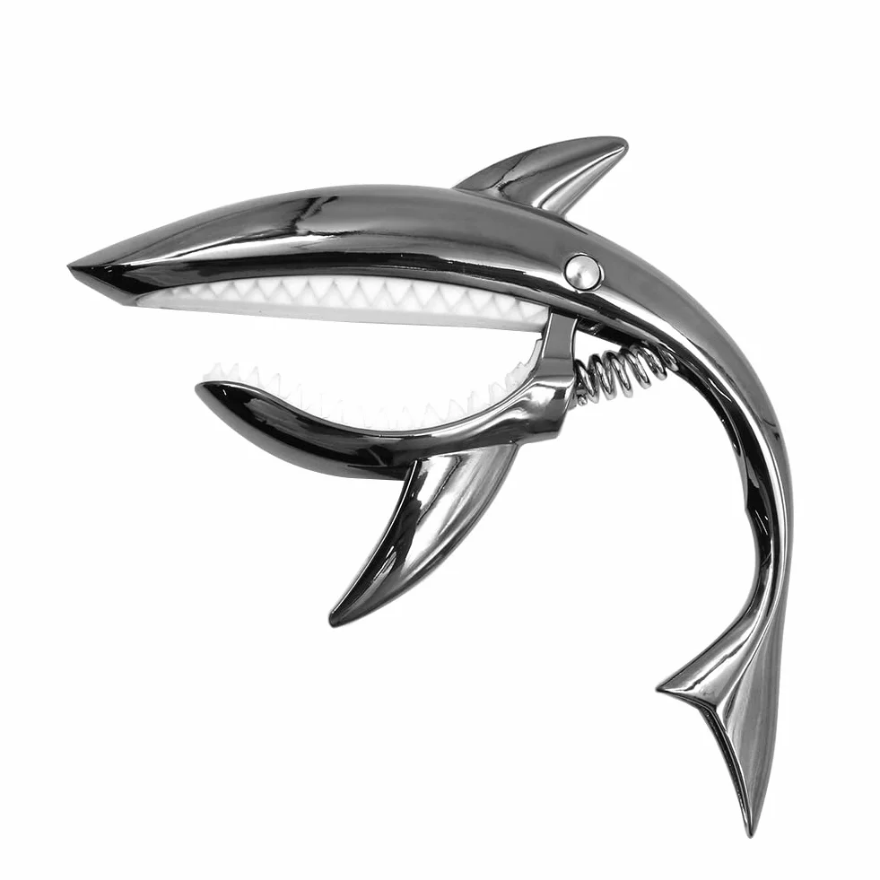 Alnicov Gitara Capo Shark Capo Stop cynku Tone Clip do elektrycznej akustycznej gitary koncertowej ukulele (czarna)