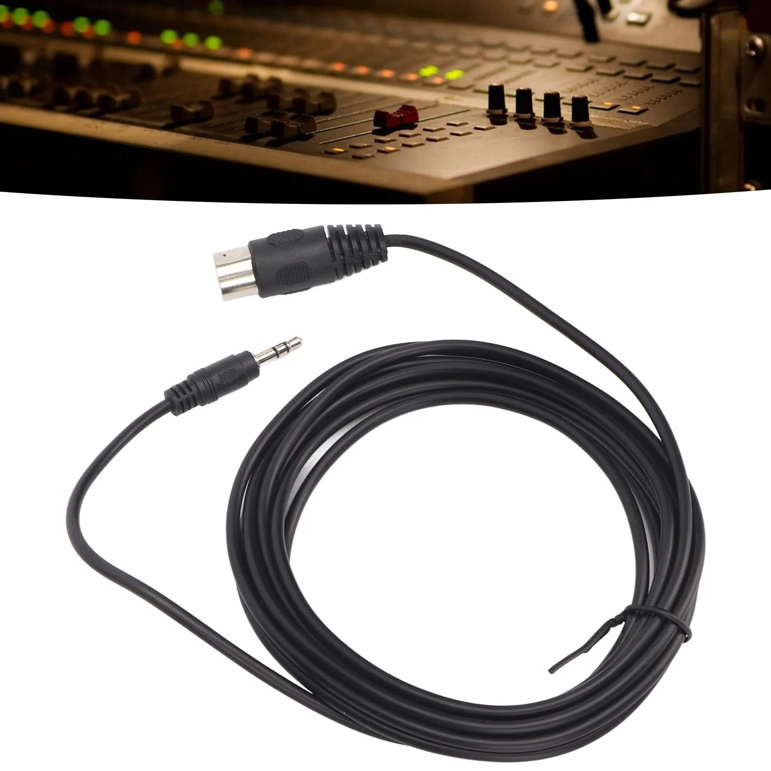 8-biegunowy kabel DIN, 8-biegunowa wtyczka DIN MIDI na wtyk stereo jack 3,5 mm, kabel audio stereo do odtwarzania sygnału na elektronicznych instrumentach muzycznych, 9,8 stopy