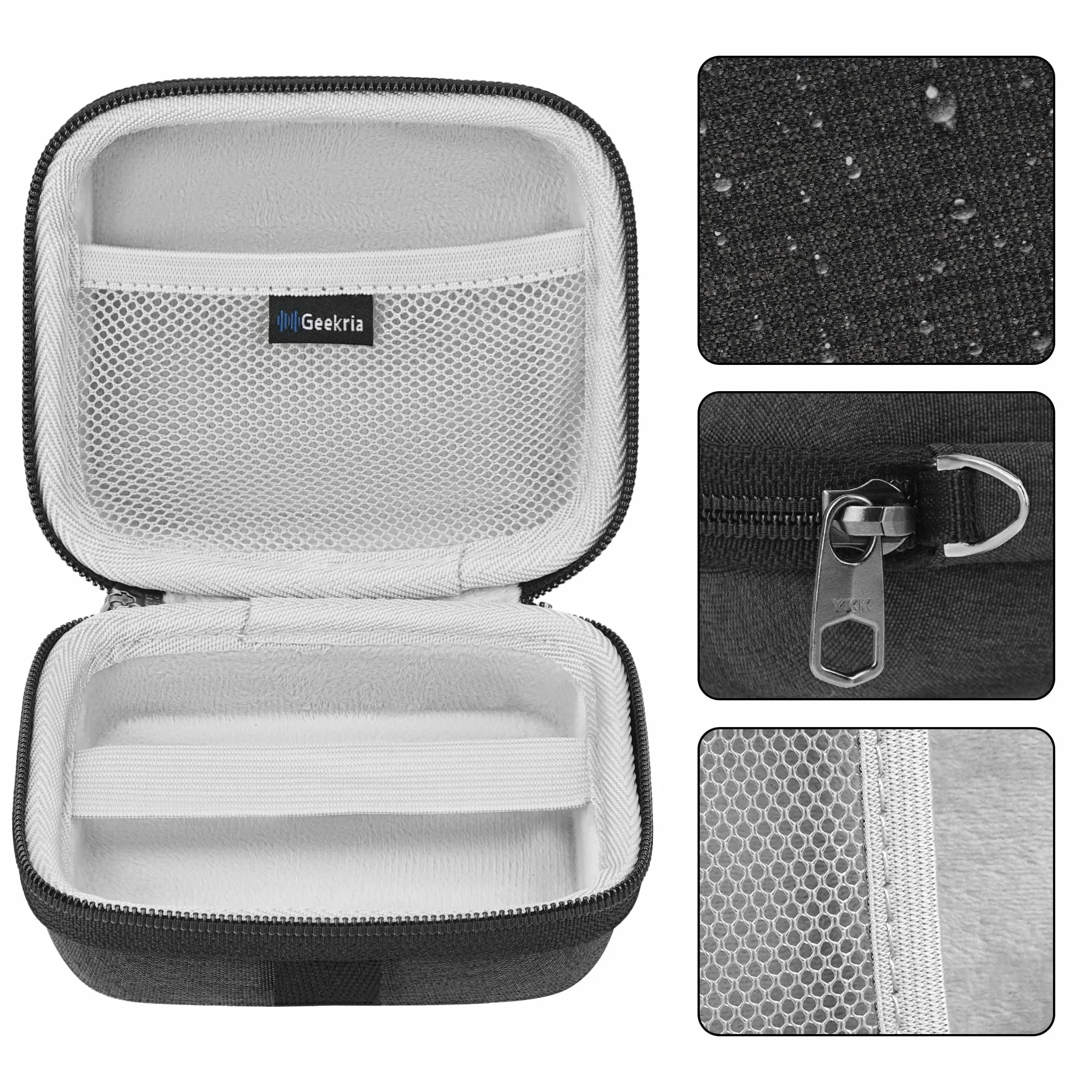 Geekria Shield etui na głośnik Kompatybilny z JBL Go 5/4/3, Go 3 Eco Cover, Zapasowa twarda obudowa ochronna na głośnik z miejscem na kabel, Brelok karabińczyk (Ciemny szary)