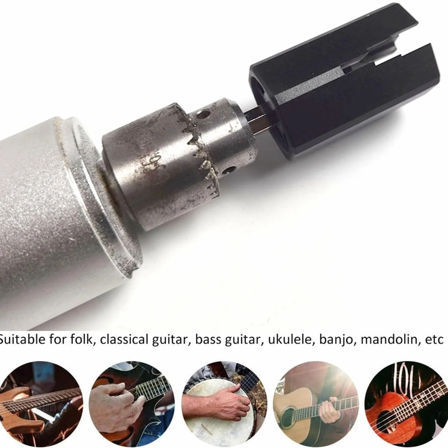 1 szt. sześciokątne akcesoria do gitary elektrycznej, nawijacz strun gitarowych, sześciokątna głowica, sześciokątna głowica do nawijania strun gitarowych, do elektrycznej gitary akustycznej, basowej