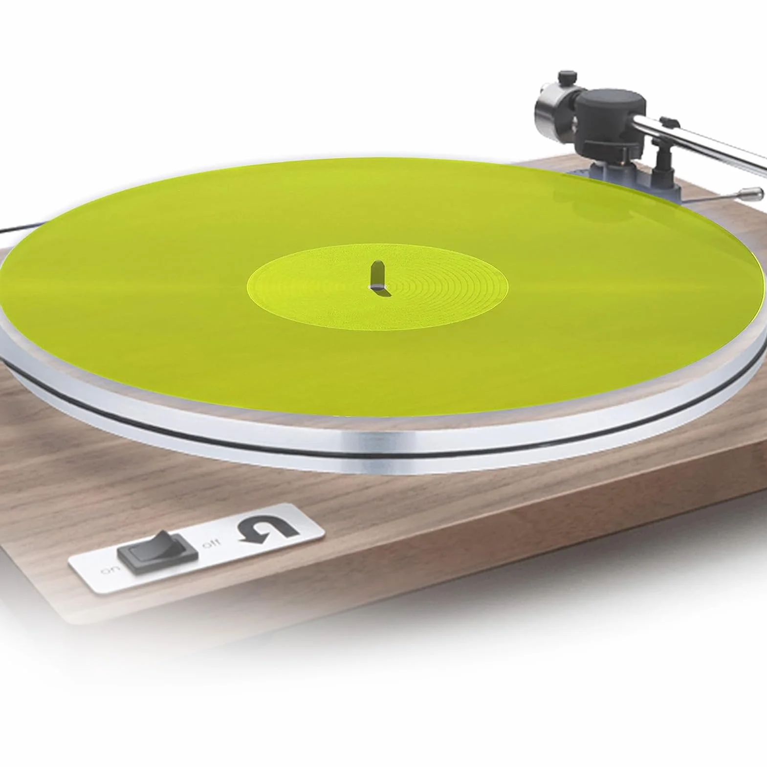 Akrylowa Mata Pod Gramofon, Mata Pod Talerz Gramofonu do 12-calowego Gramofonu, Mocniejsza jakość Basu, Redukcja Szumów Płyta Slipmat 300x300x3mm (Przezroczysty żółty)