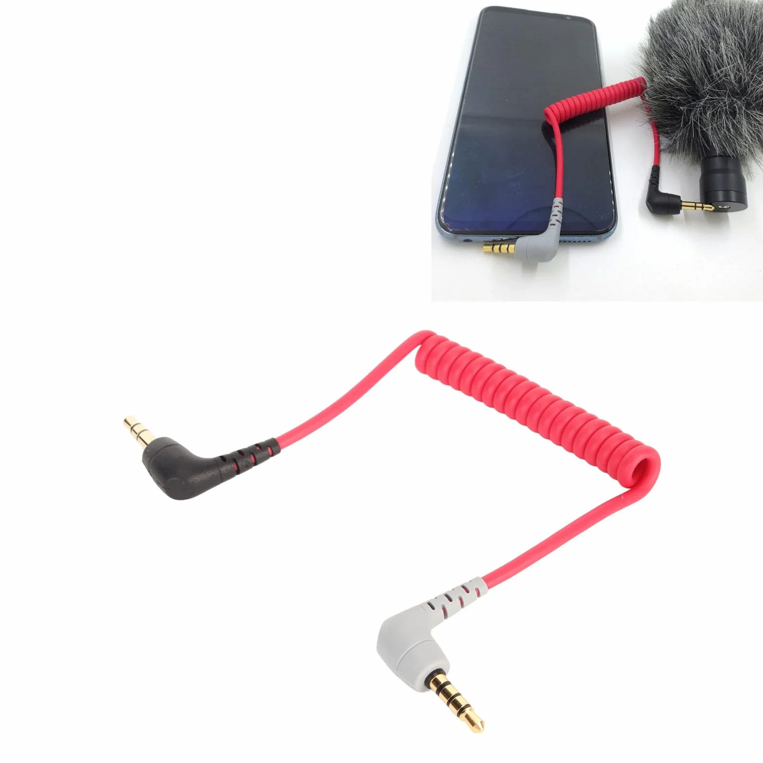 Kabel Krosowy Mikrofonowy 3,5 Mm TRS do TRRS, Kątowy Kabel Mikrofonowy z Wtyczkami Męski-męski do RODE SC7, do Videomicro, do Wireless Go, do Videomic Pro+ itp.