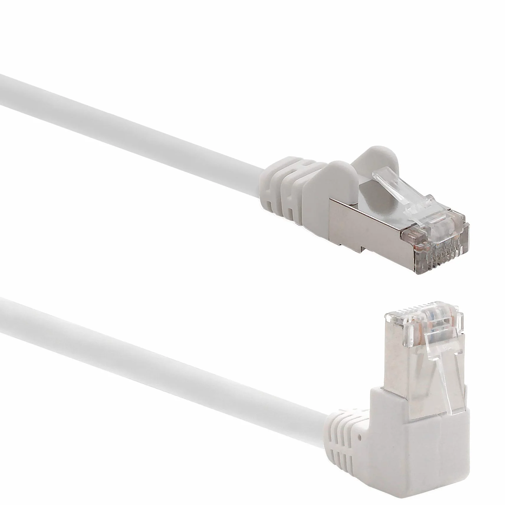 1aTTack.de 366236 Kabel sieciowy Cat.6 kąt 90 stopni 5m - biały - 1 szt. - Kabel krosowy Cat6 (SFTP PIMF) 1000Mbit/s Złącze Rj 45-1 x 5m metr biały