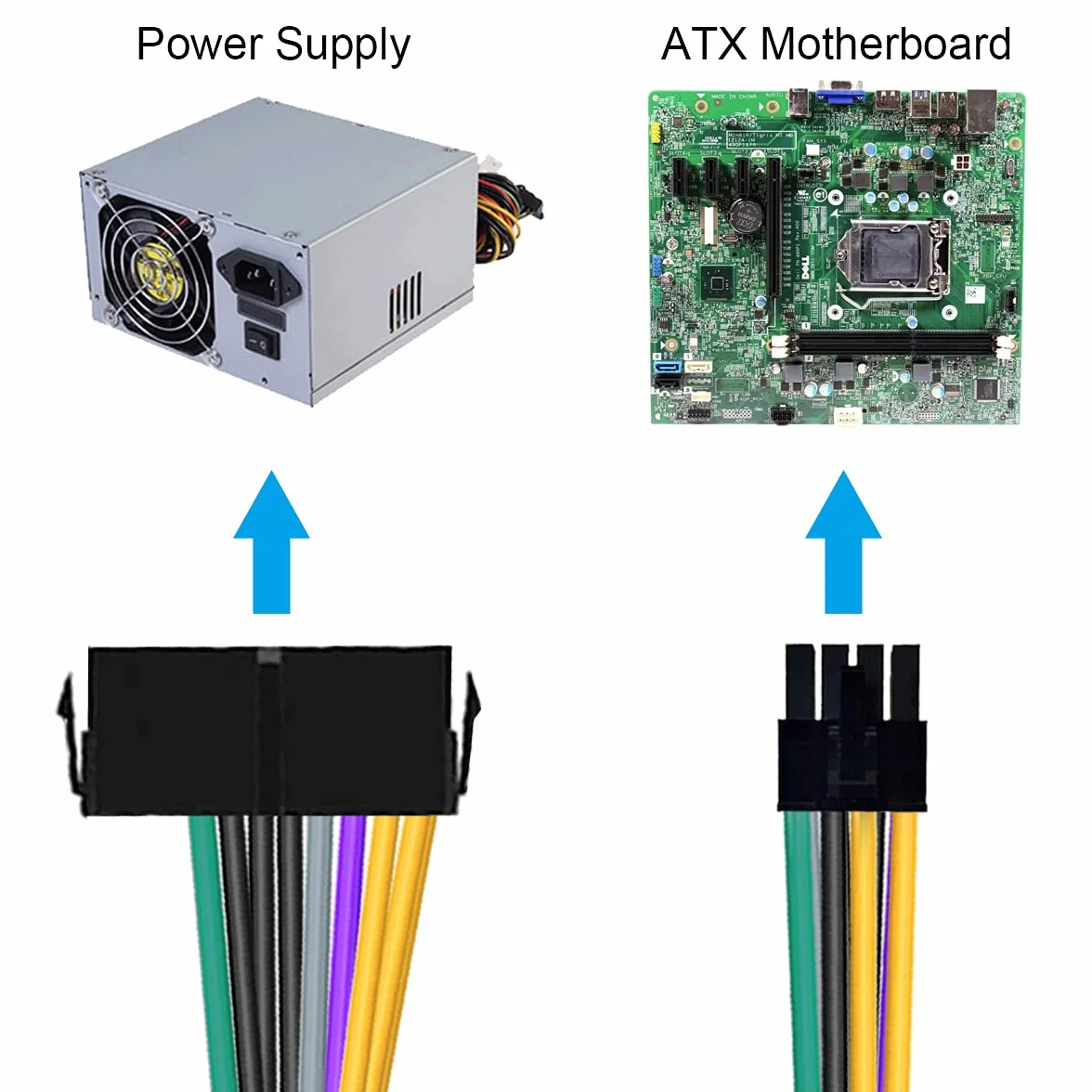 24-pinowy na 8-pinowy ATX, kabel zasilacza PSU do płyt głównych DELL Optiplex 3020 7020 9020 30 cm 18AWG