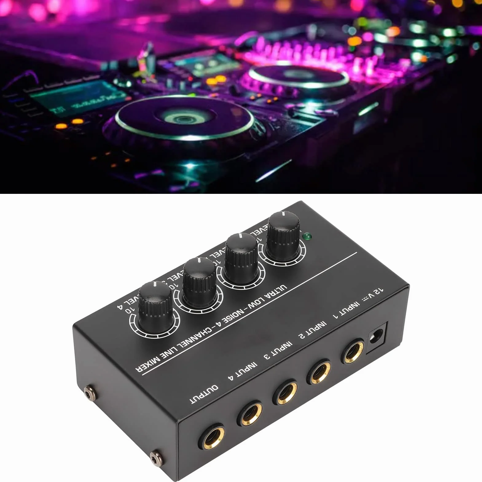 4-kanałowy Wzmacniacz Liniowy, Mikser ze Wzmacniaczem Dźwięku Stereo dla Klubów, Barów Studio i Scena, Mikser Liniowy o Niskim Poziomie Hałasu z regulacją Głośności
