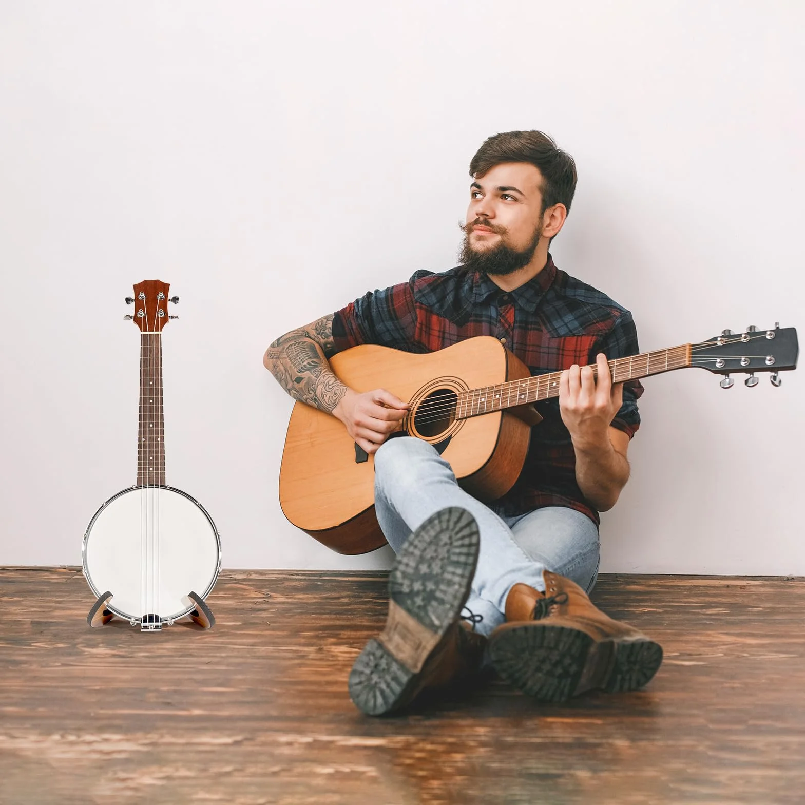 Stojak na Ukulele, Uniwersalny Uchwyt na Skrzypce, Drewniany Stojak Podłogowy na Ukulele Skrzypiec Banjo Mandoliny, Akcesoria Muzyczne