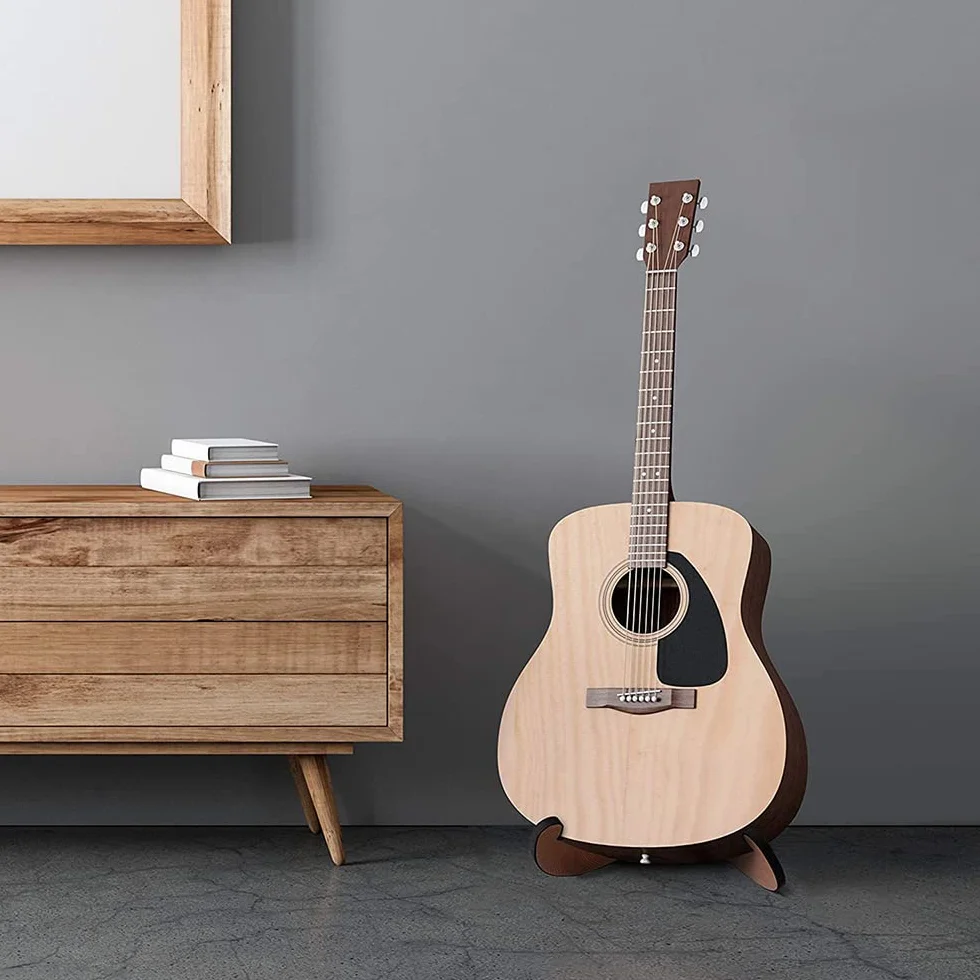 Stojak na gitarę z drewna, przenośny, składany stelaż w kształcie litery X, antypoślizgowy stojak na instrumenty muzyczne do akustycznych gitar klasycznych, basu i banjo (z drewna)
