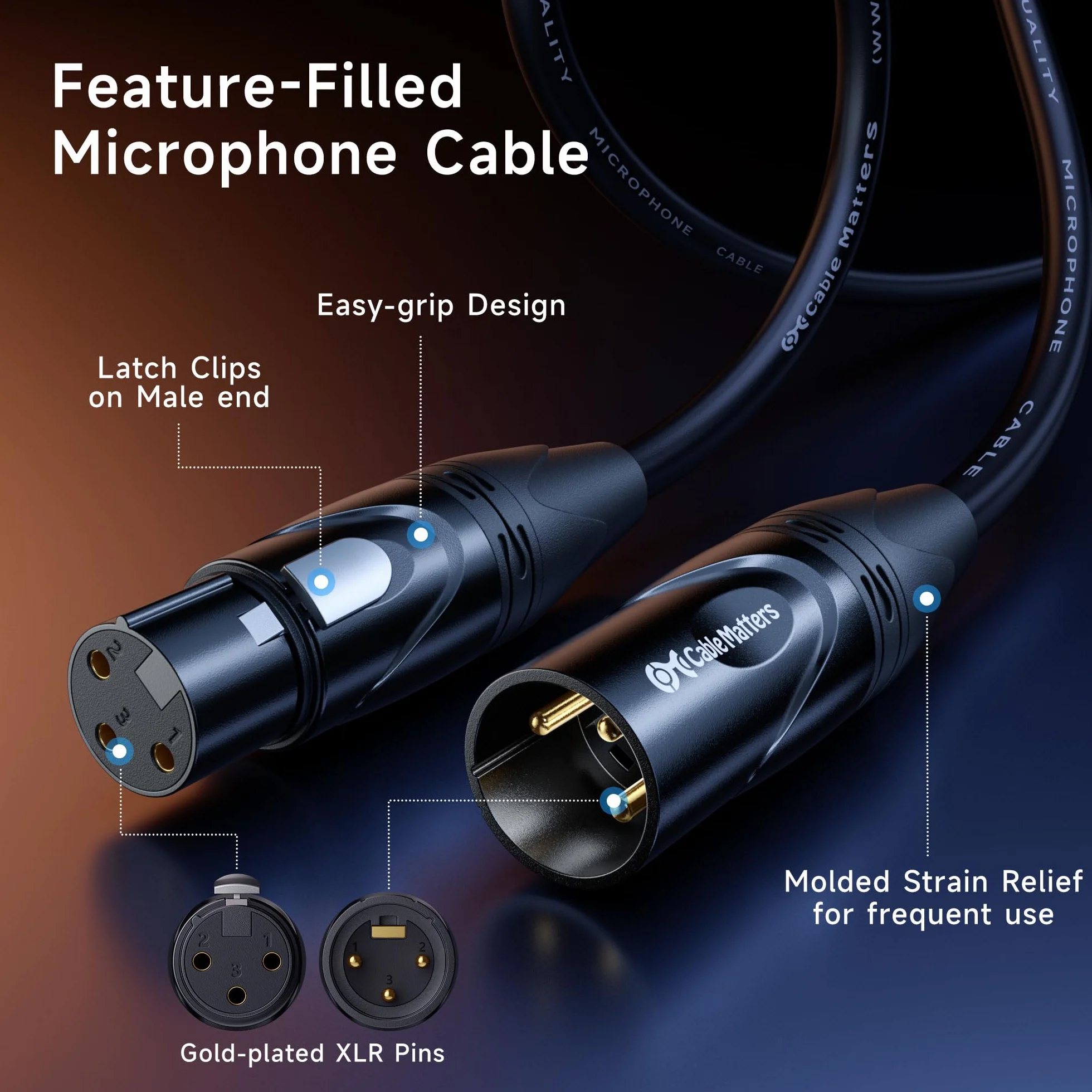 Cable Matters 2-pak Premium XLR na kabel mikrofonowy XLR 0,9 m