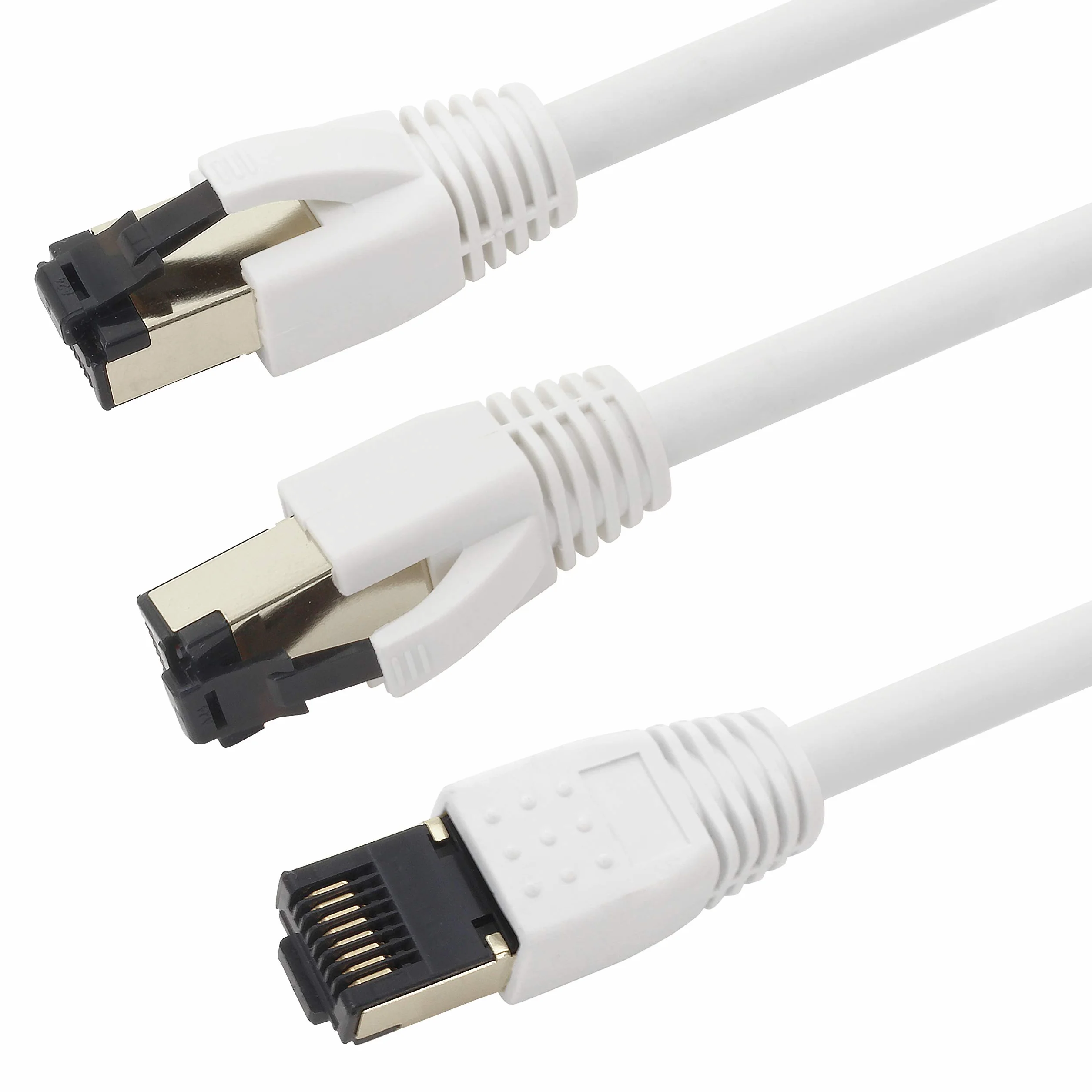 1aTTack.de Kabel sieciowy 2 m Cat 8 biały - 1 sztuka Cat.8 Lan 2000 MHz 40 Gbit, 40GBase-T Poe+ kabel Ethernet LSZH, 1 x 2 metry biały
