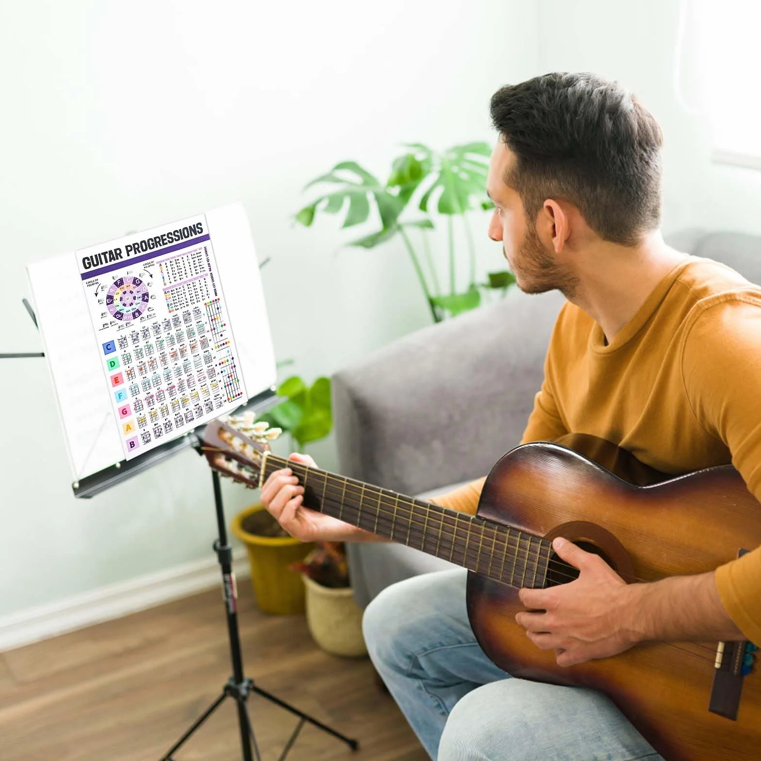 Tabela Akordów Gitarowych, Laminowany Plakat Akordów Gitarowych Plakat Kregu Piatych Tabela Podstawowych Akordów Gitarowych Tabela Teorii Gitary dla Poczatkujacych Dzieci