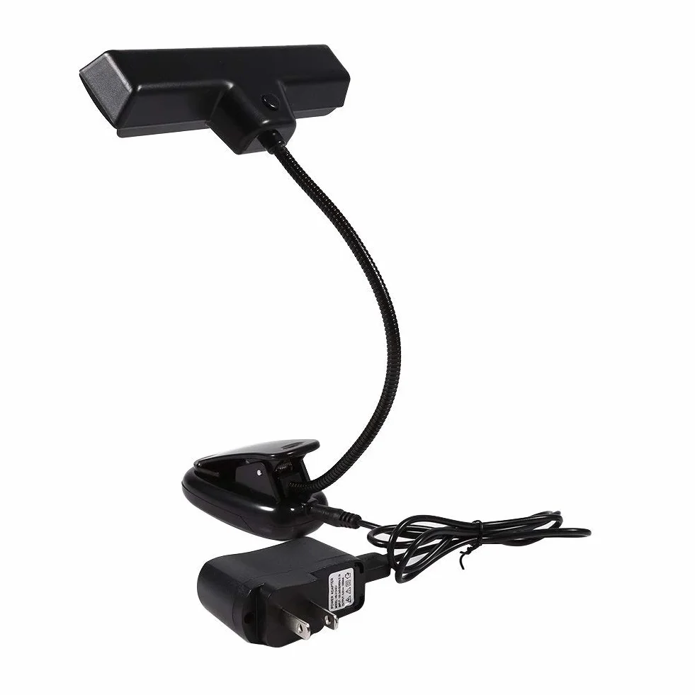 Przypinana na Stojak na Nuty z przenośną 10 Diodami LED, Lampka do Czytania na Biurko w Sypialni do Stojaków na Nuty (Mały klips na baterię 10 lampek z USB + zasilacz)