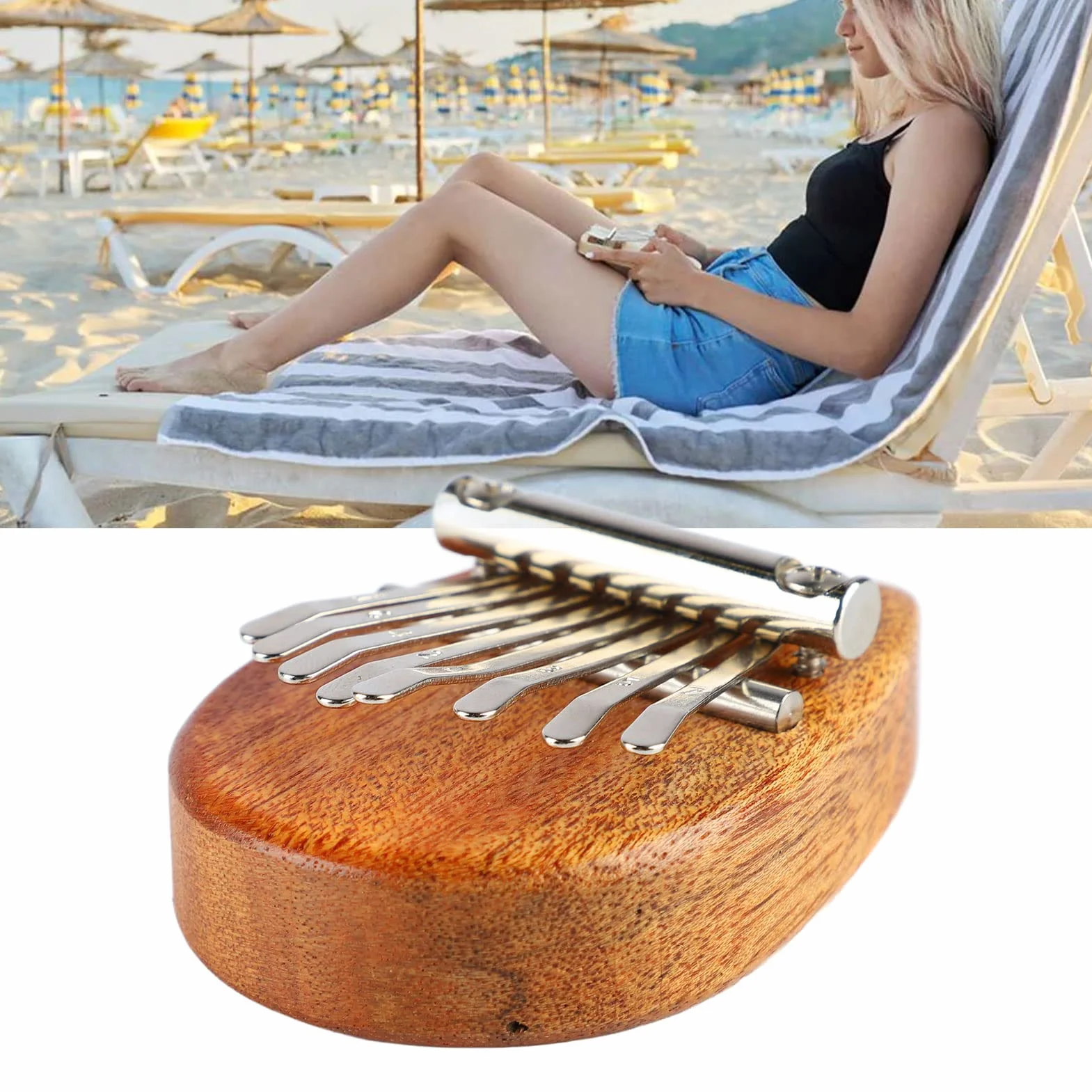 Mini Kalimba, łatwy do Gry, 8-klawiszowy Mini Kciuk Piano dla Dzieci dla Początkujących Przenośny ze smyczą