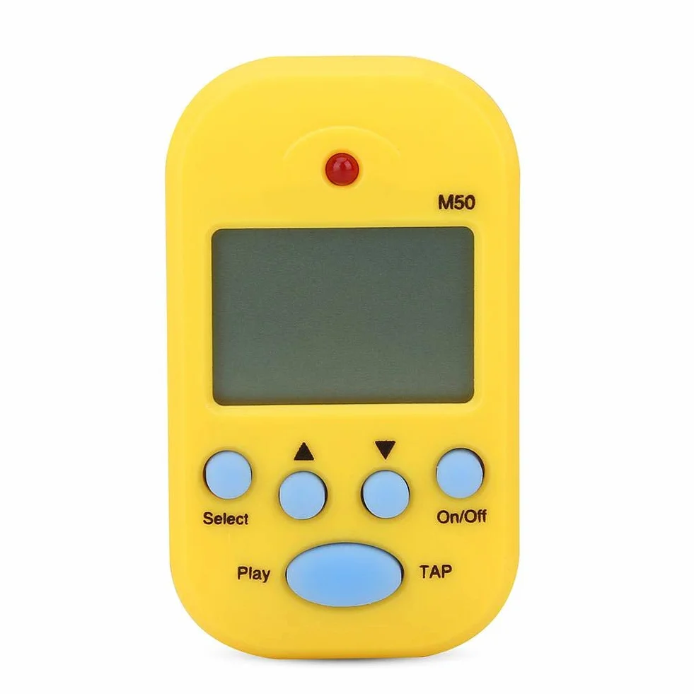 Alomejor Mini metronom przenośny wielofunkcyjny Metronom Clip-On Digital Beat Tempo na skrzypce fortepian gitarę pułapkę bębna (żółty)