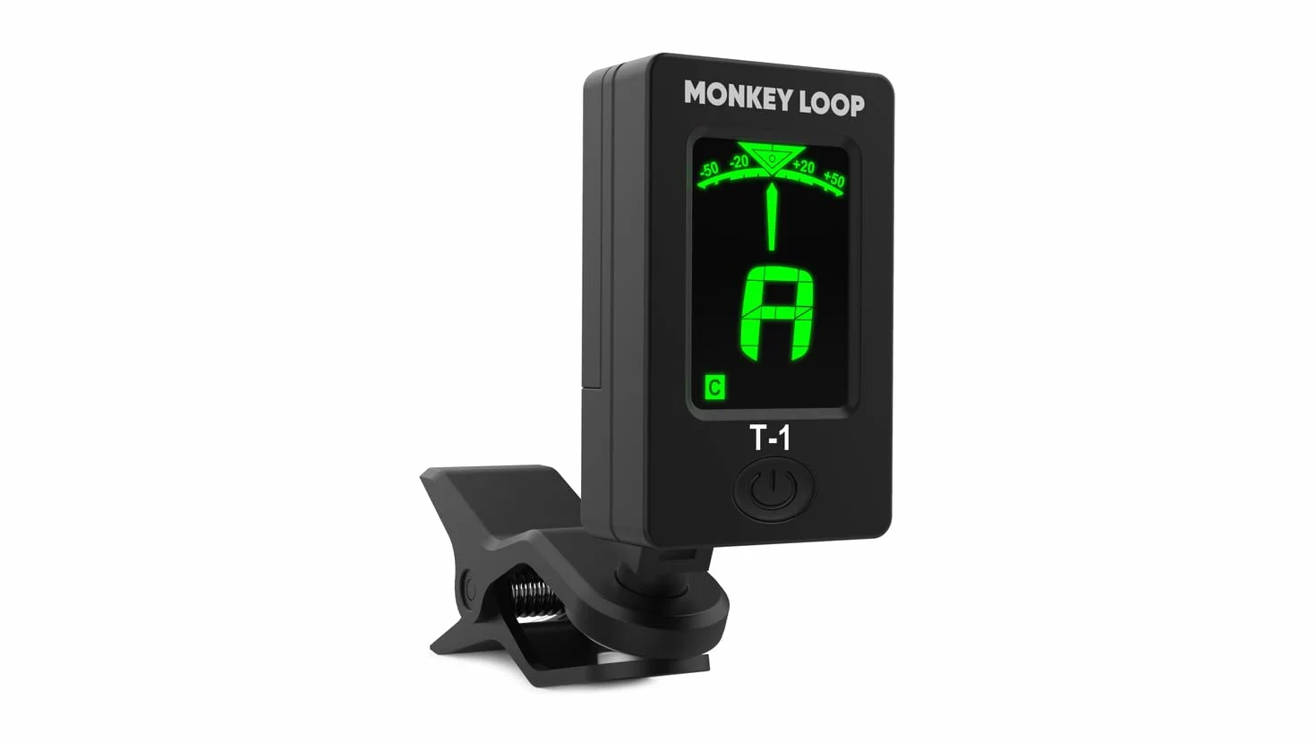Monkey Loop - FT-1 - stroik gitarowy chromowany - wymiary 50 x 26 x 76 cm - odpowiedni do gitary, basu, skrzypiec i ukuleli - obrotowy LCD - Clear Vision - akcesoria do gitary