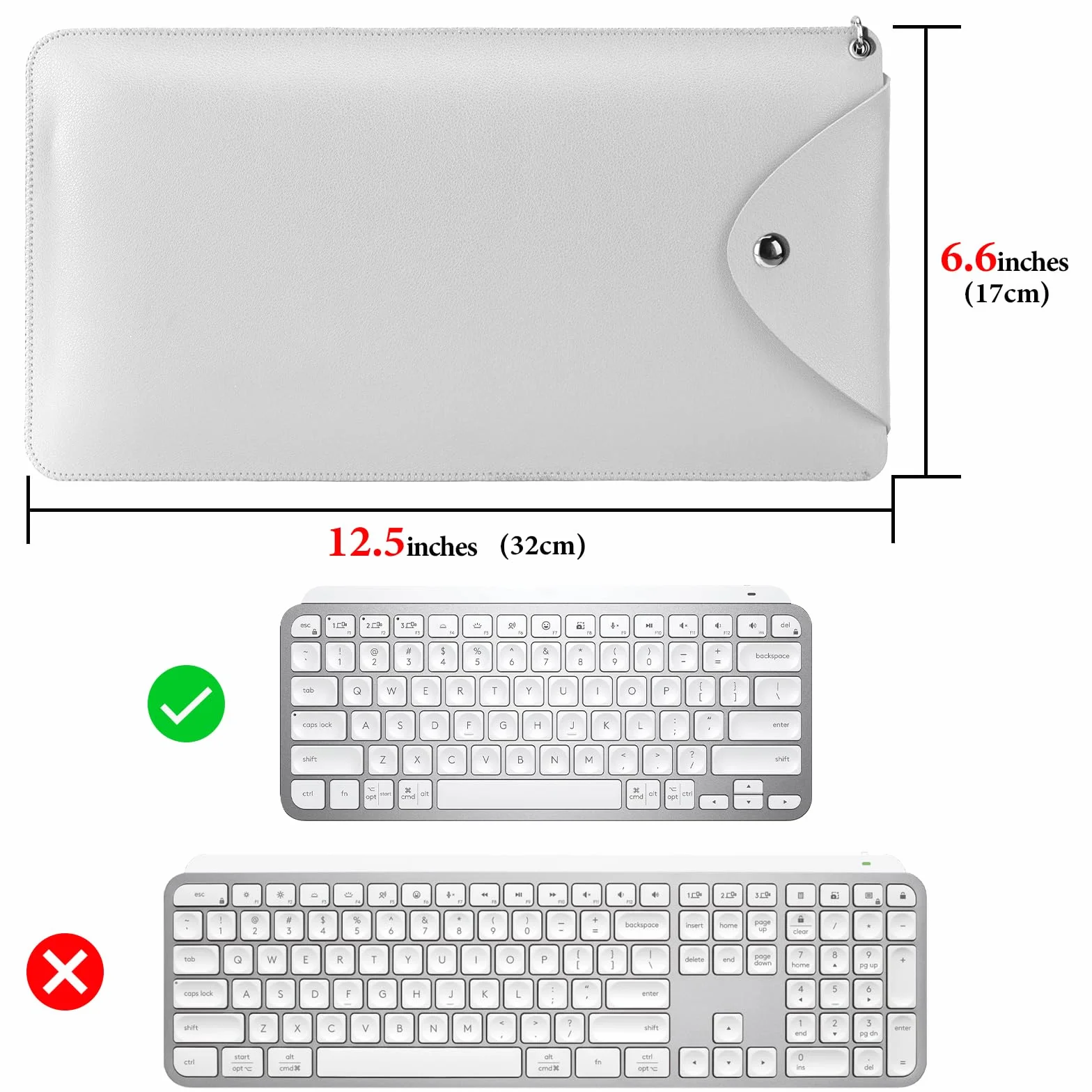 Geekria pokrowiec na klawiaturę, kompatybilny z Logitech MX Keys Mini/Mini do Mac/Pebble Keys 2 K380s, ochronna torba podróżna z wegańskiej skóry (jasnoszary)