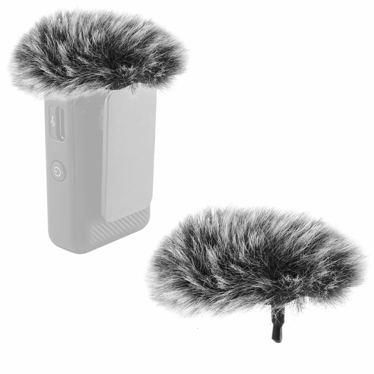 2szt Oslon Przeciwwietrznych do Mikrofonu DJI MIC 2, Futrzany Tlumik Wiatru Pianka Mikrofonowa Oslona Mikrofonu Filtr Pop do Mikrofonu (Szary)