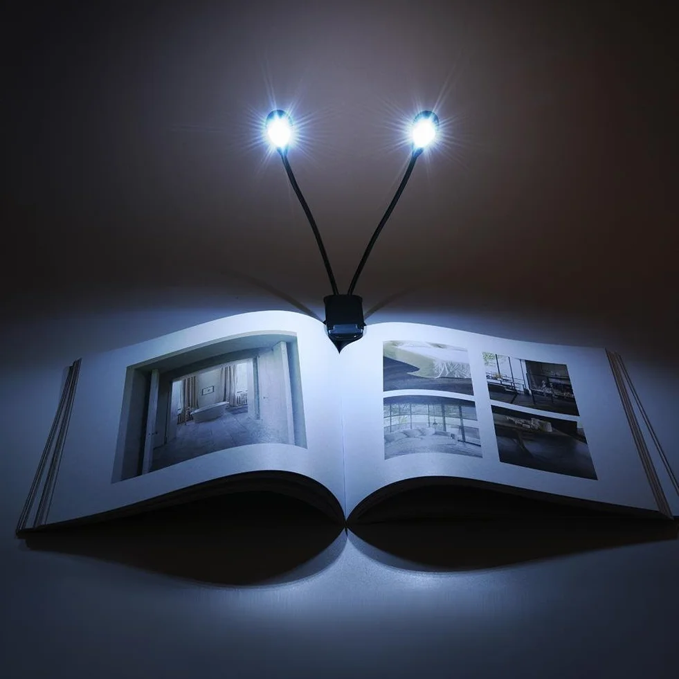 Lampka do stojaka muzycznego, mini podwójne ramiona, klips do muzyki, lampka LED, regulowana lampka do czytania z kablem USB, do stojaka muzycznego, zagłówka z koralików, biurka, podróży, 8 koralików
