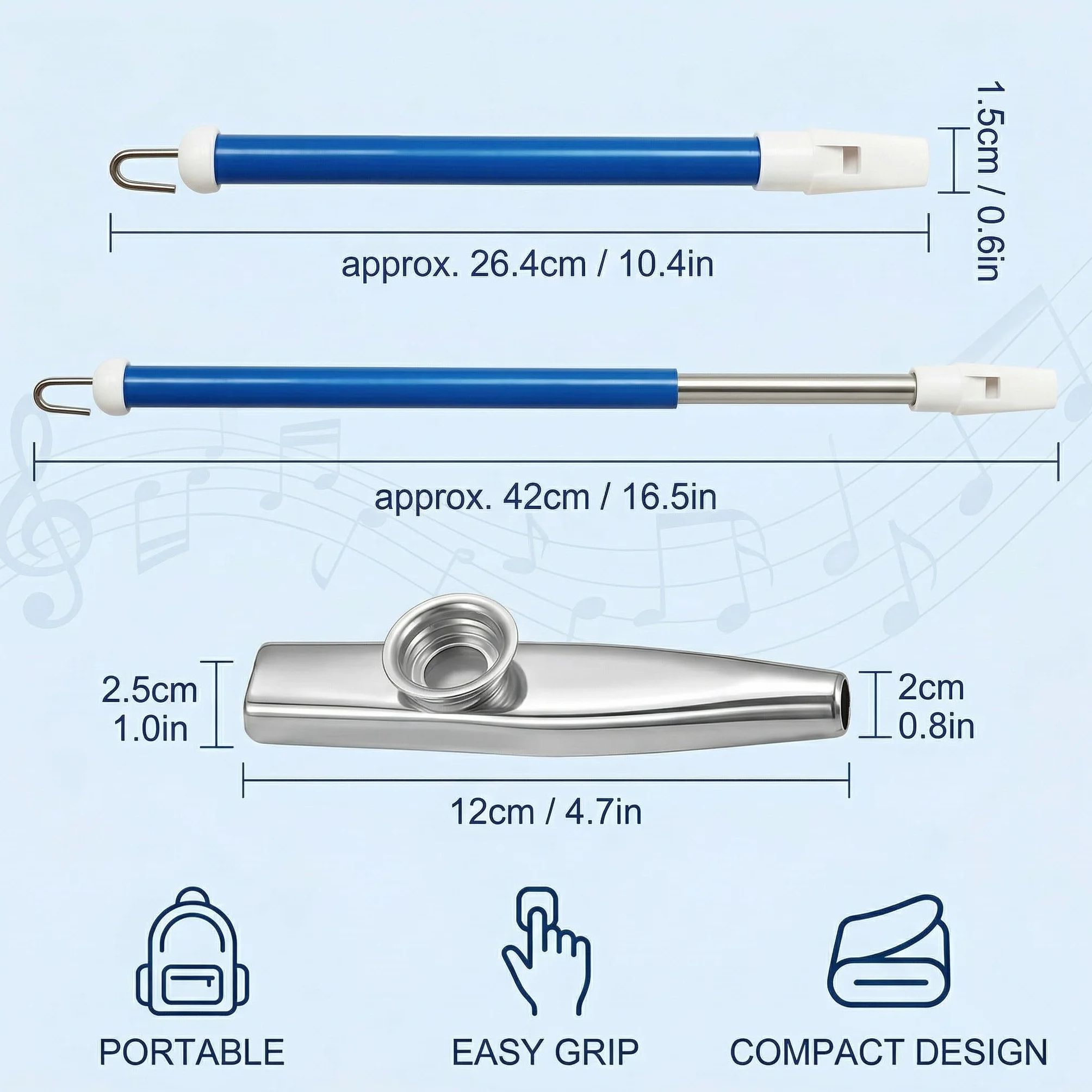 2 szt. Kazoos metalowe, slajdy slajdów, Kazoo Instrument, metalowy flet przesuwny z prętami ze stali nierdzewnej, flet lotosu dla dzieci, profesjonalny instrument muzyczny dla