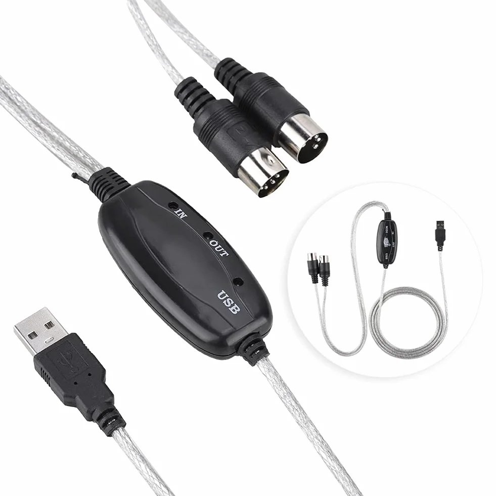 Kabel USB Midi Kabel USB Midi Kabel Midi na USB Konwerter Interfejsu Midi Przewód Przejściowy Klawiatura Linia do Edycji Muzyki