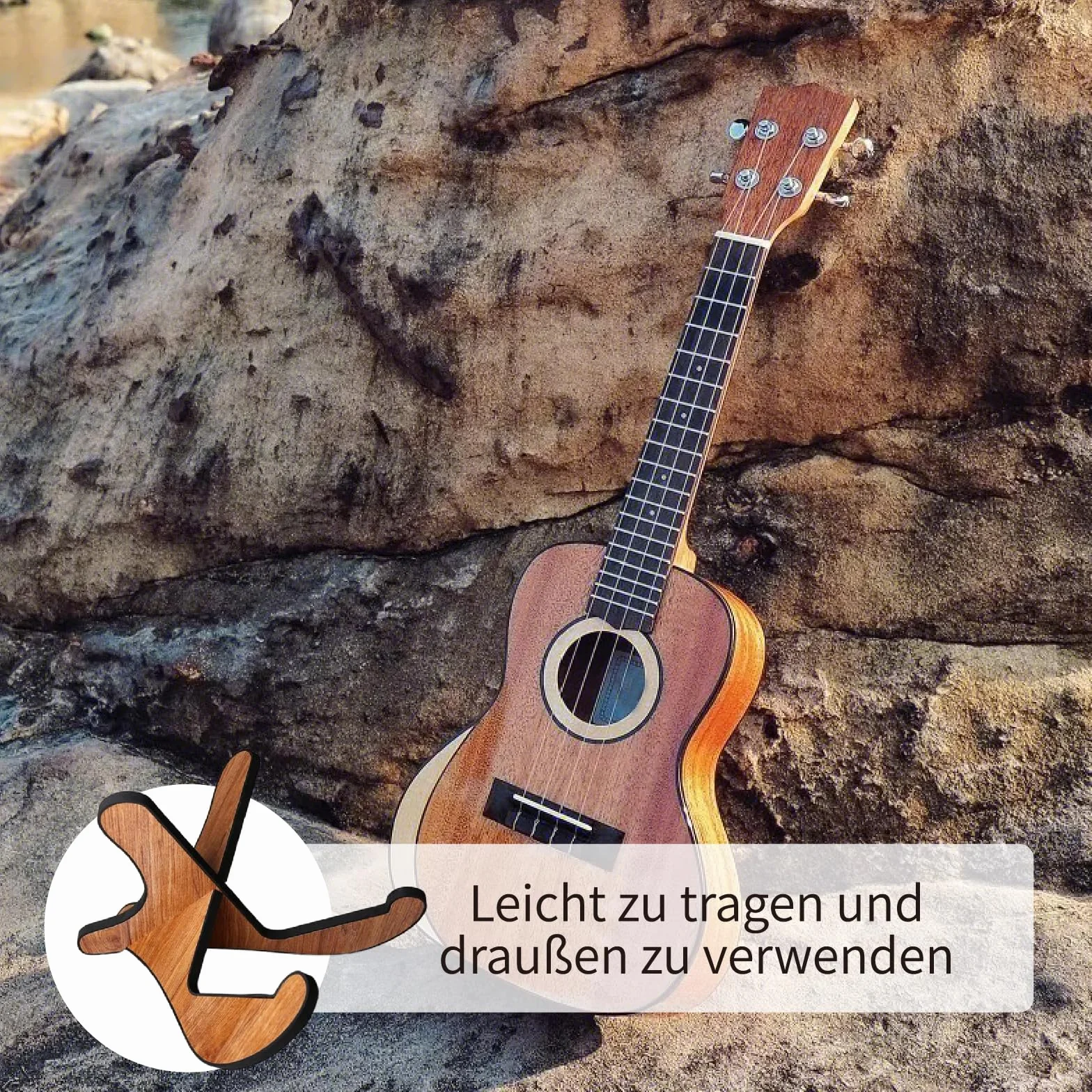 ACONDE Drewniany stojak na gitarę, przenośny, składany stelaż w kształcie litery X, uniwersalny antypoślizgowy stojak na gitarę z miękkimi skórzanymi krawędziami, do gitary akustycznej, elektrycznej i